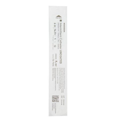 McKesson Straight Tip Uncoated PVC Urethral Catheter - 6 Inch, Various Sizes - Ideal for Medical Procedures & Home Healthcare Use