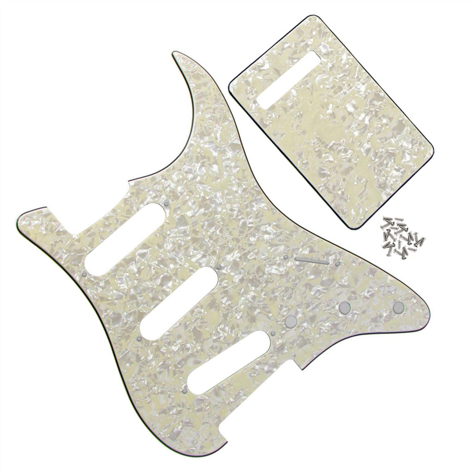 TSTS 4-Ply No Mounting Hole Guitar Pickguard SSS & Back Plate with Screws for ST Electric Guitar - Replacement Pickguard for Fender Stratocaster Style Guitars - Perfect for DIY Guitar Repair and Customization