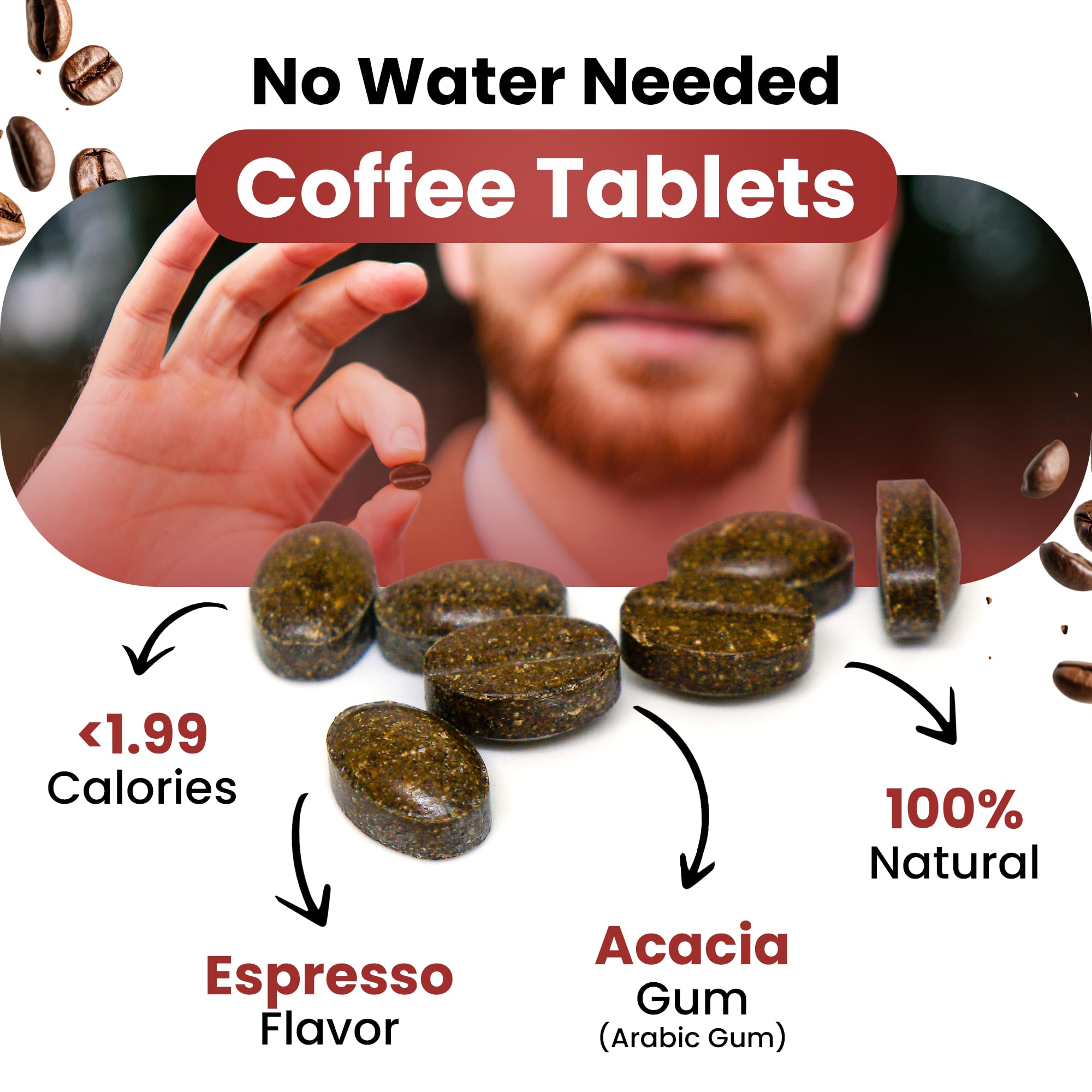 Prifa Coffee Tablets - Unsweetened Espresso Coffee Lozenges, Sugar-Free Caffeine Mints for Keto Diet | Portable Energy Boost for Office, Travel & Gym | 10 Tins