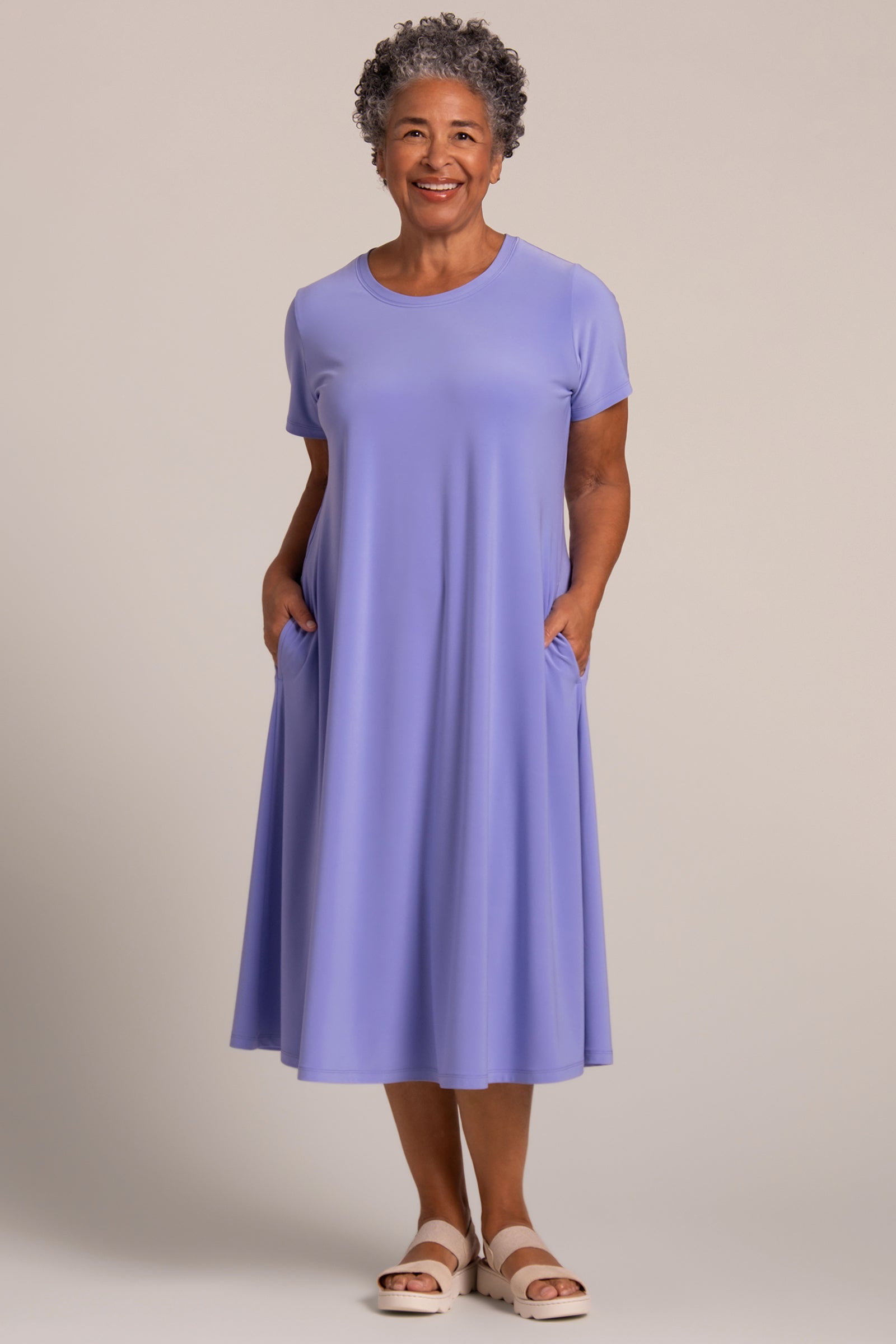 Elegant Fit & Flare Dress for Women | Jacaranda Floral Print Summer Dress | Perfect for Parties, Weddings & Date Nights
