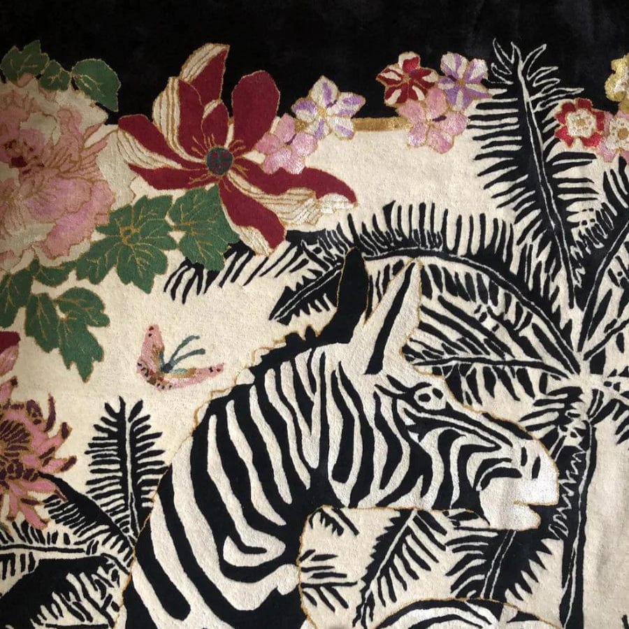 Zebra Waltz Black 250x250cm Hand Tufted Wool Rug - Perfect for Living Room, Bedroom & Nursery Decor
