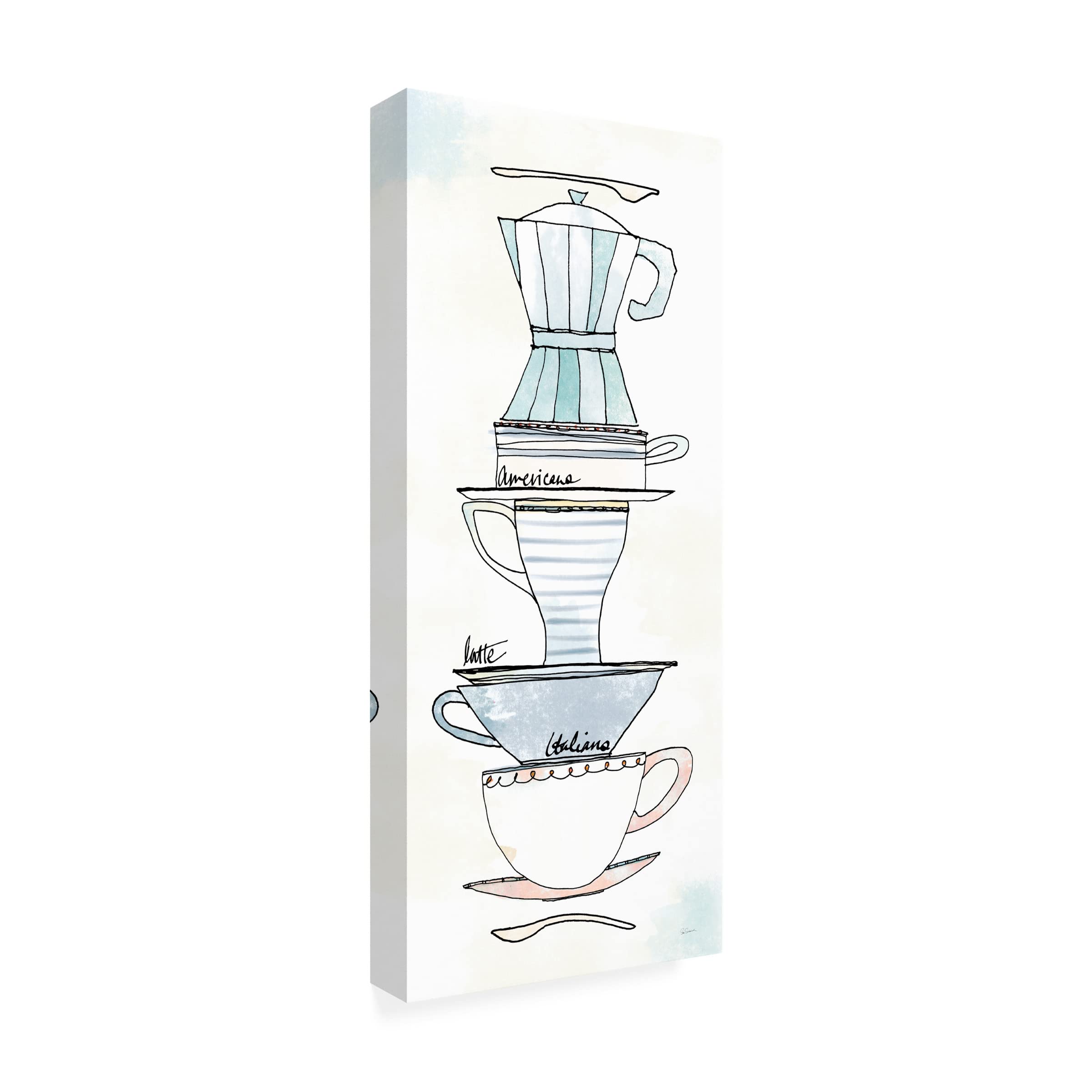 Trademark Fine Art 'Good Brew X Pastel' Canvas Wall Art by Sue Schlabach - Vibrant Coffee Painting for Modern Home & Office Decor