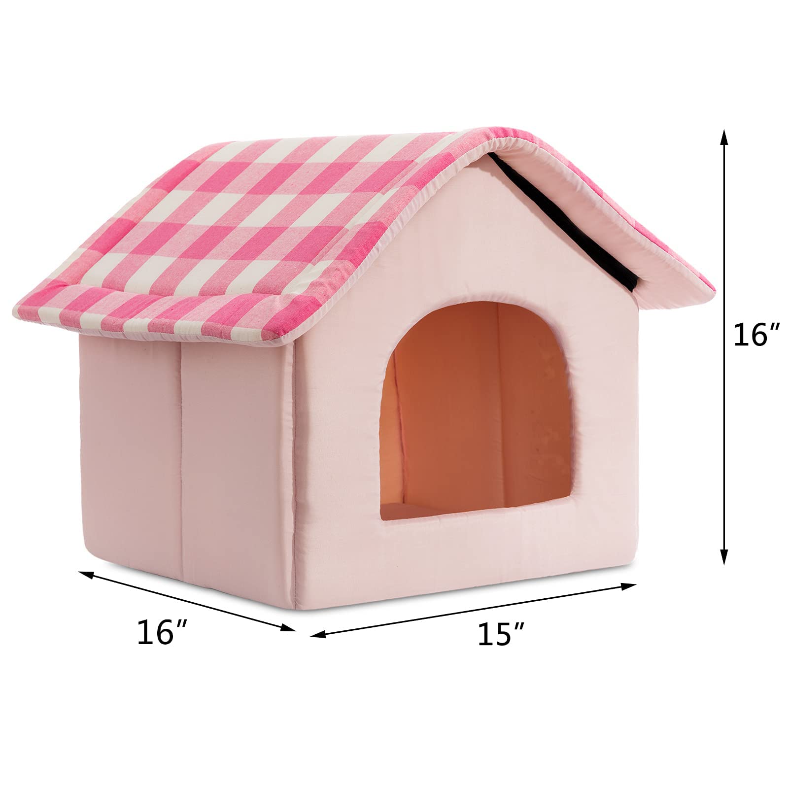 Hollypet Cozy Pet Bed - Warm Cave Nest Sleeping Bed for Cats & Small Dogs - Soft Pink Puppy House - Perfect for Indoor Comfort & Winter Warmth