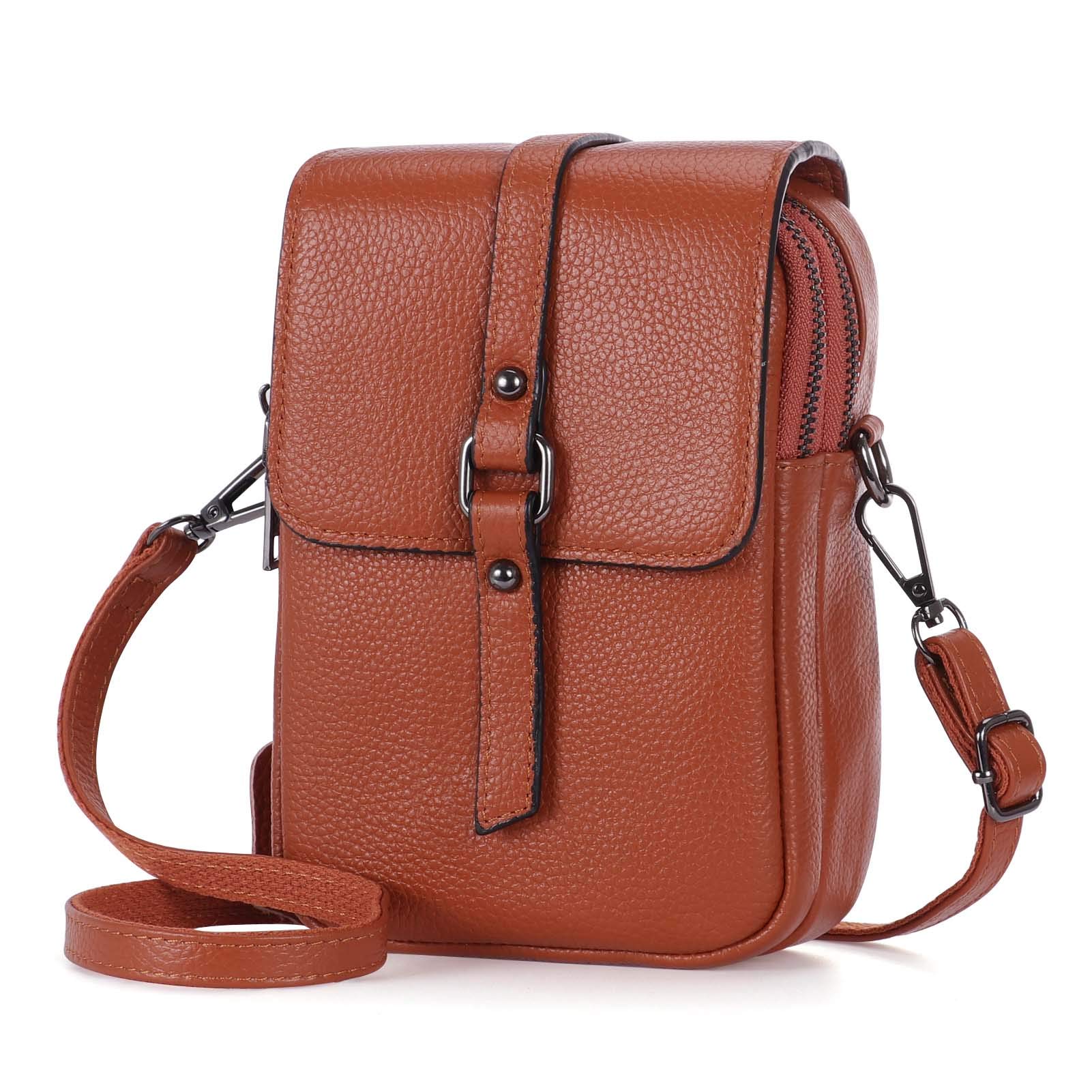 XEYOU Genuine Leather Women's Small Crossbody Phone Purse Wallet - Lightweight Shoulder Pouch Bag for Everyday Use, Travel & Shopping