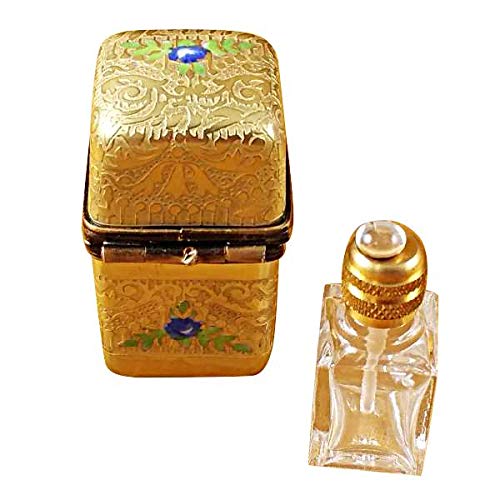 French Limoges Porcelain Collectible Figurine Box - Gold Tall with 1 Bottle - Hand-Painted Gift for Collectors, Home Decor & Luxury Present