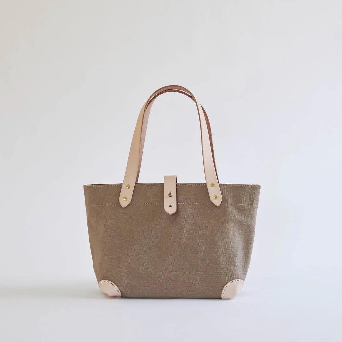 Stylish Kurashiki Hampu Canvas Tote Bag with Button Studs - Beige | Durable & Fashionable Shoulder Bag for Work, Travel & Daily Use