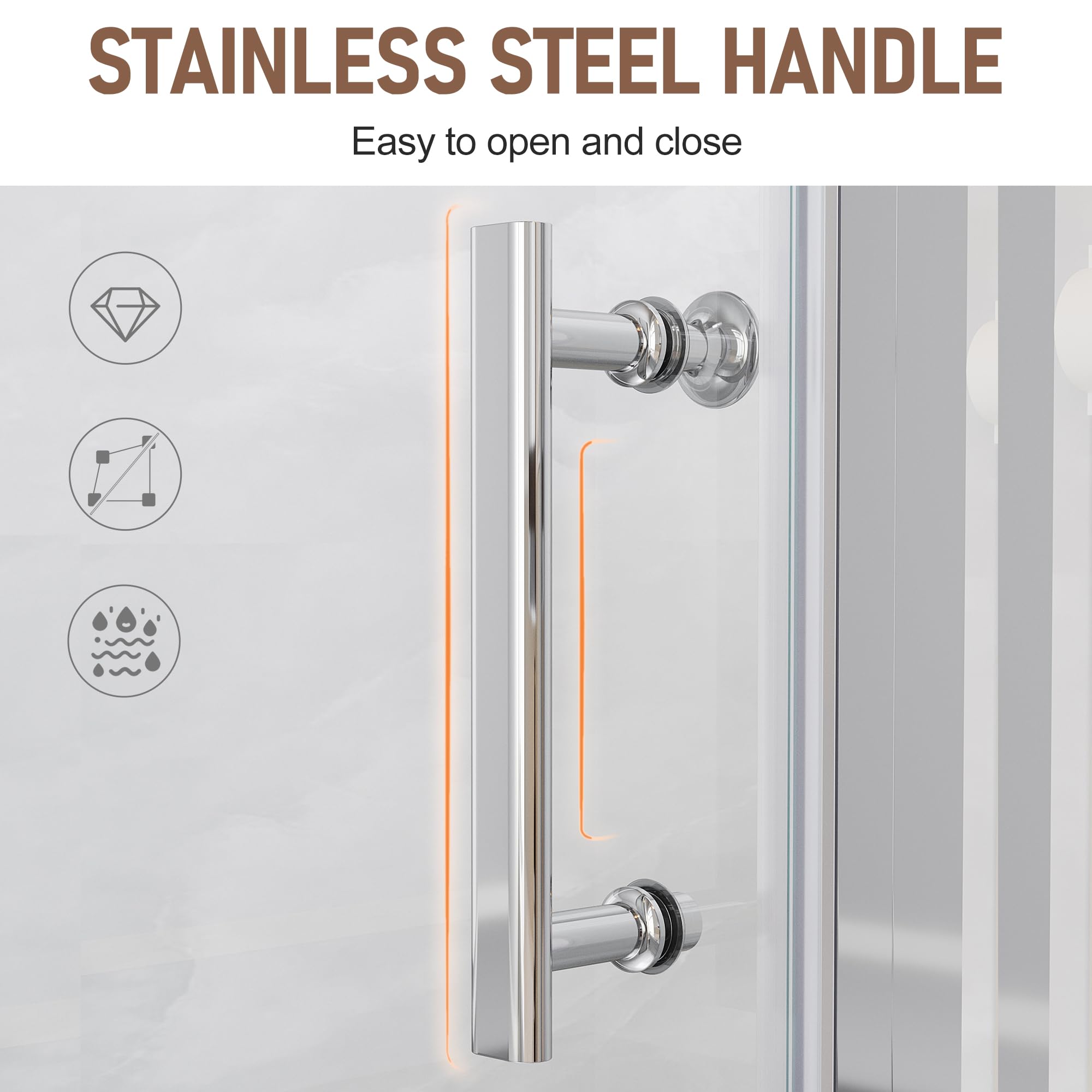 Frameless Pivot Shower Door 33.5-35