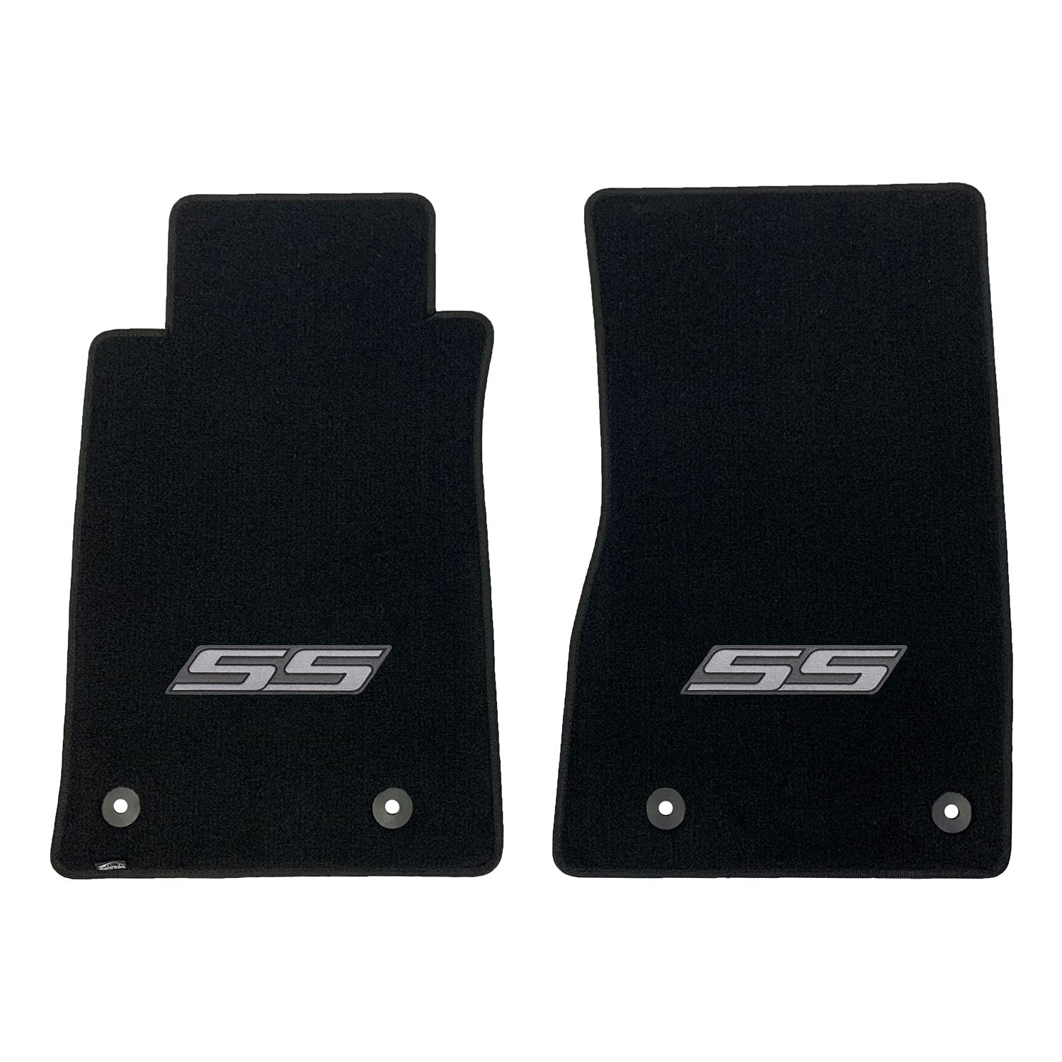 Premium Custom-Fit Carpeted Floor Mats for Chevy SS 2014-2017 - Black & Silver SS Luxury Car Floor Liners | All-Weather Protection & Enhanced Interior Style for Sedans & Sports Cars