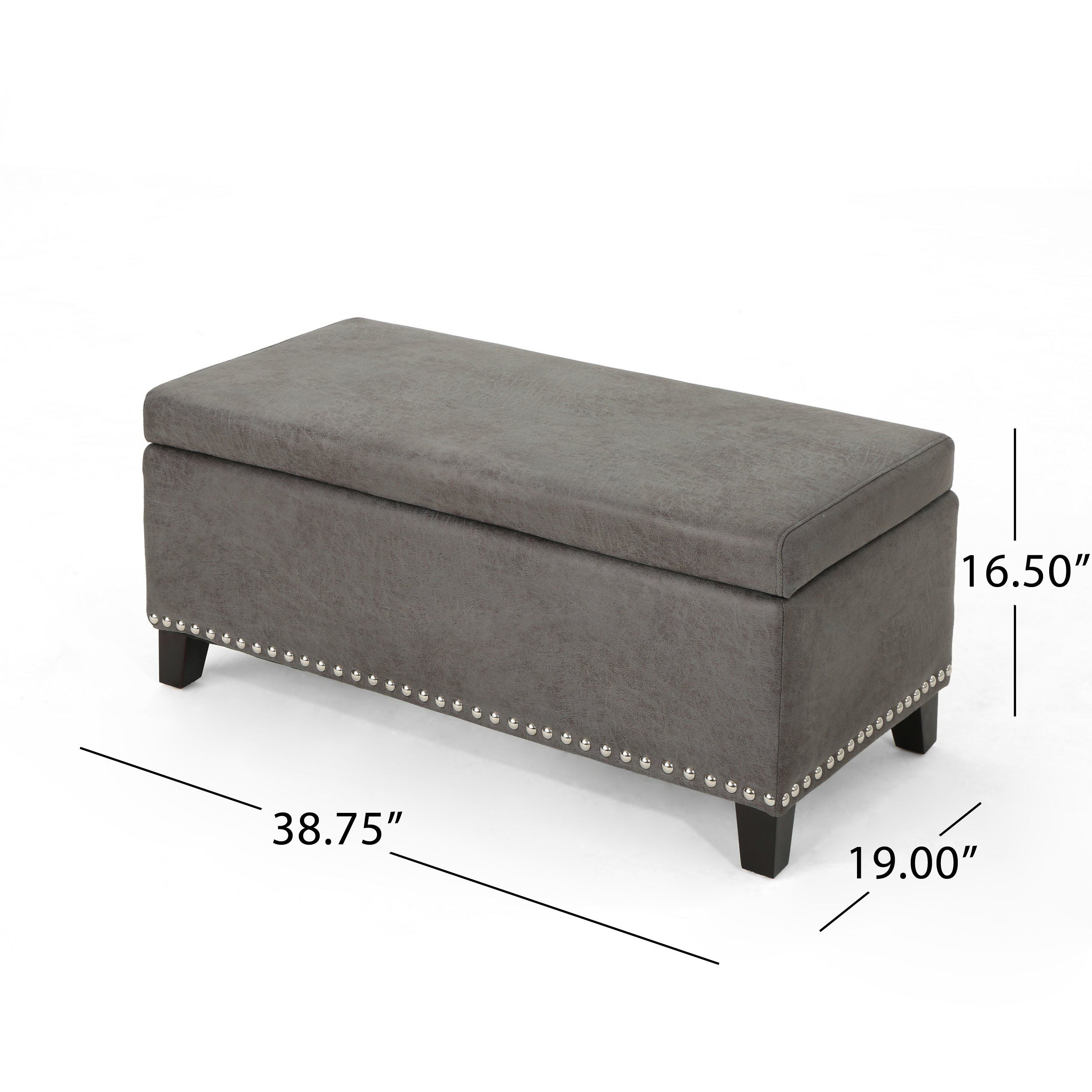 Christopher Knight Home Carl Traditional Microfiber Storage Ottoman Bench with Lift Top - Slate Gray, Multi-Functional Footrest & Hidden Storage for Living Room, Bedroom, or Office
