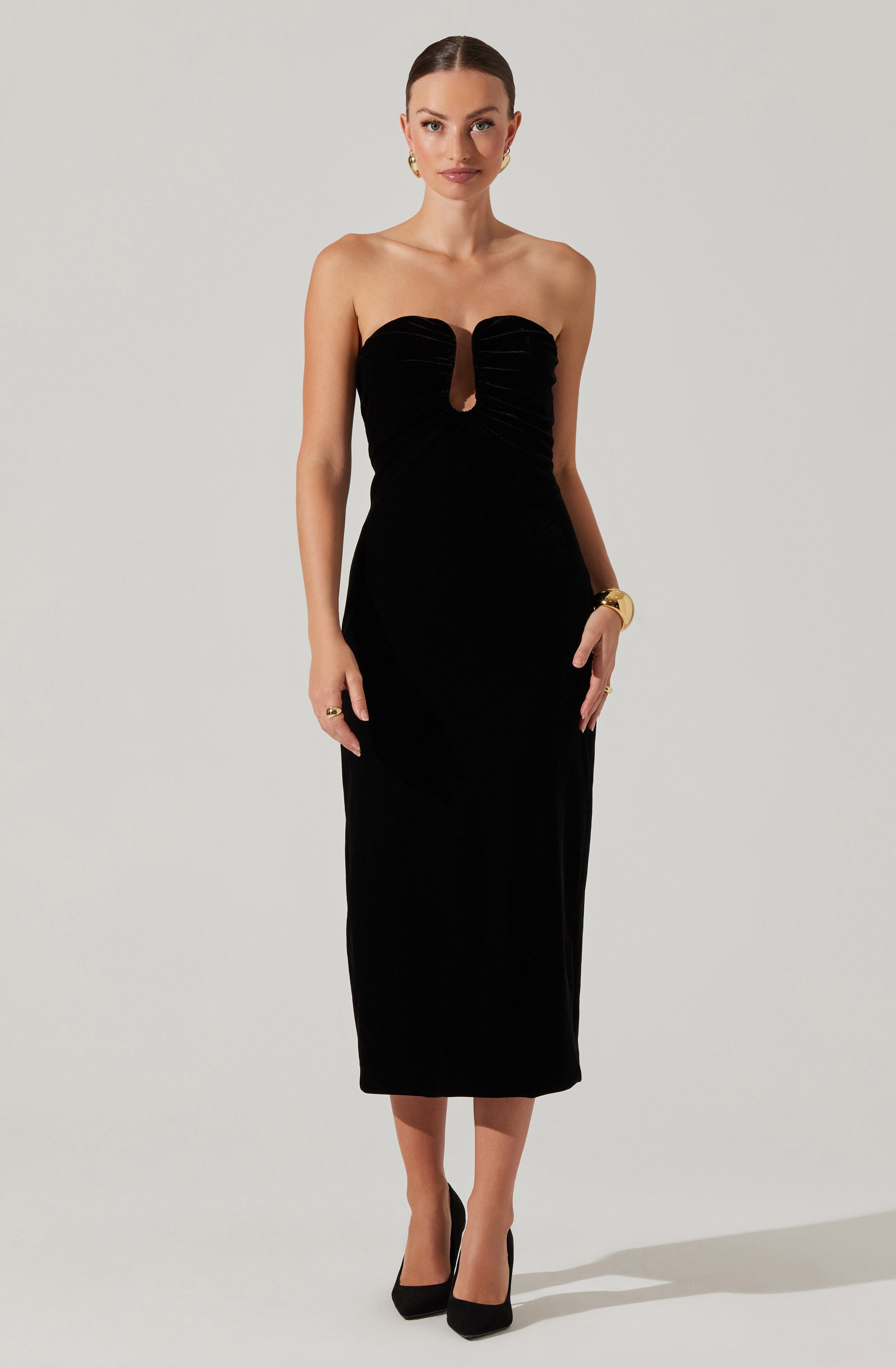 Arista Sweetheart Neckline Velvet Midi Dress for Women - Elegant Party & Evening Wear for Weddings, Dates & Special Occasions
