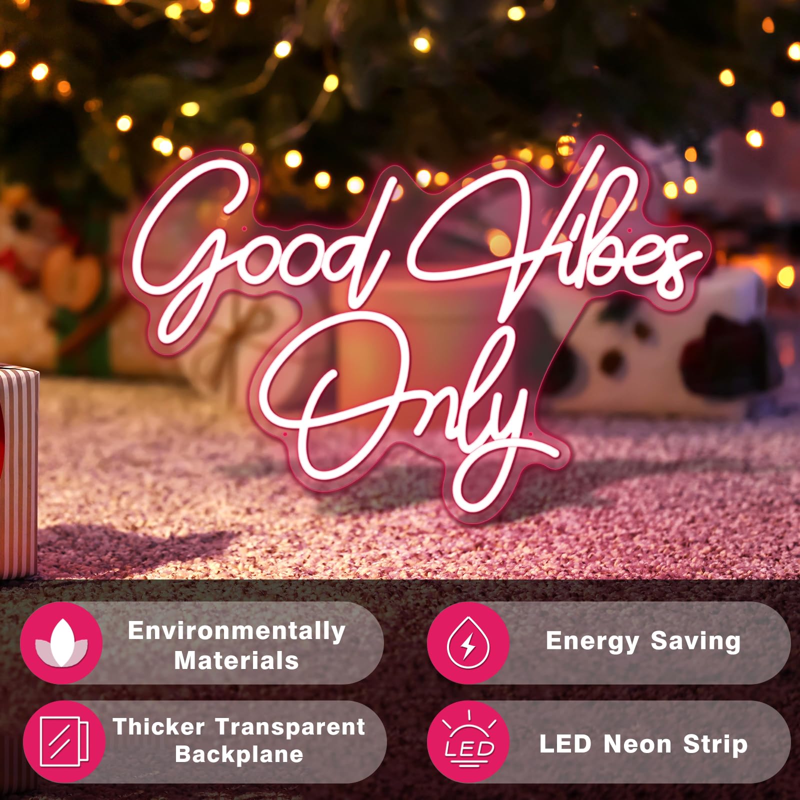 Good Vibes Only Neon Sign Light - Custom Wall Art Decor for Home, Bar, Pub & Party | Unique LED Neon Gift for Christmas, Rave & Apartment Decor