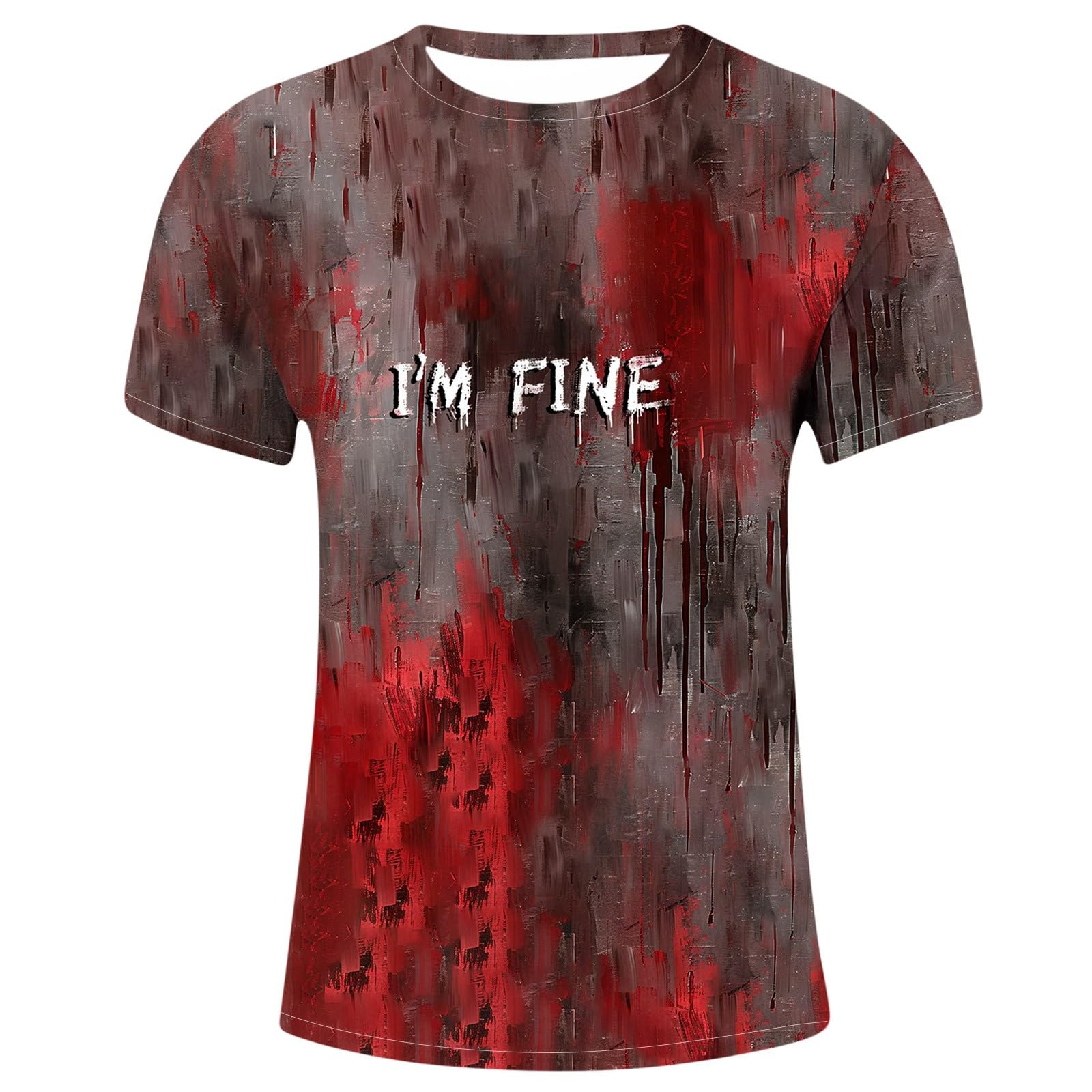 Men's Halloween Bloody Graphic T-Shirts - Short Sleeve Funny Horror Novelty Tees for Costume Parties & Spooky Events