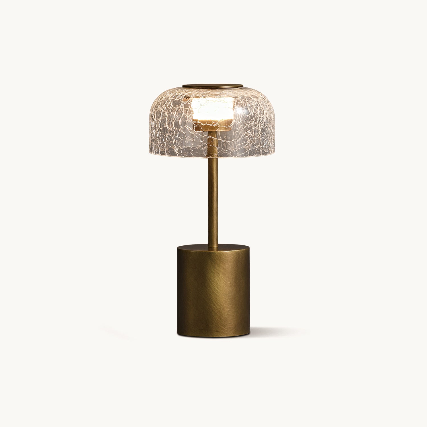 Rechargeable Crackle Glass Table Lamp with Built-in Battery - Perfect for Bedroom Nightstand, Living Room, and Office Desk Lighting