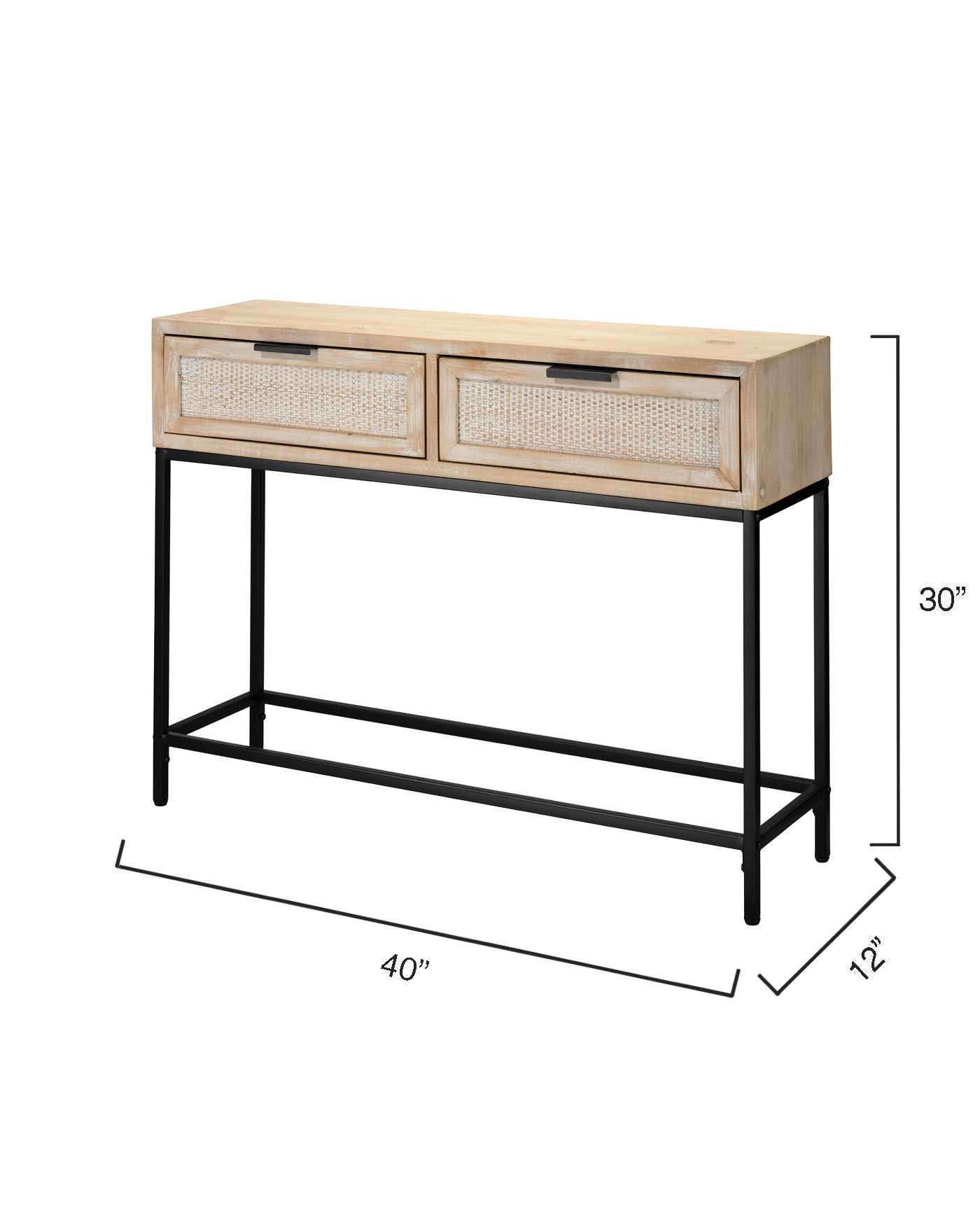 Modern Wooden Reed Console Table - Entryway Sofa Table with Storage Shelf for Hallway, Living Room & Bedroom Decor