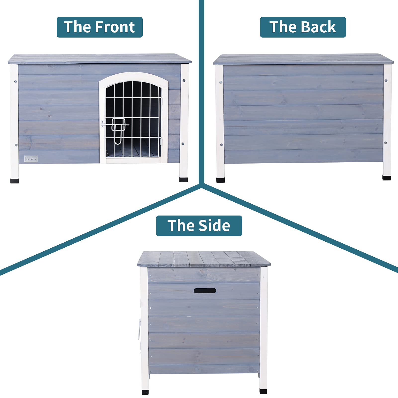 Petsfit Small Indoor Wooden Dog House with Elevated Floor & Anti-Slip Bottom - 31.5''L×21.5''W×21''H - Cozy Shelter for Small Dogs in Apartments, Living Rooms & Backyards