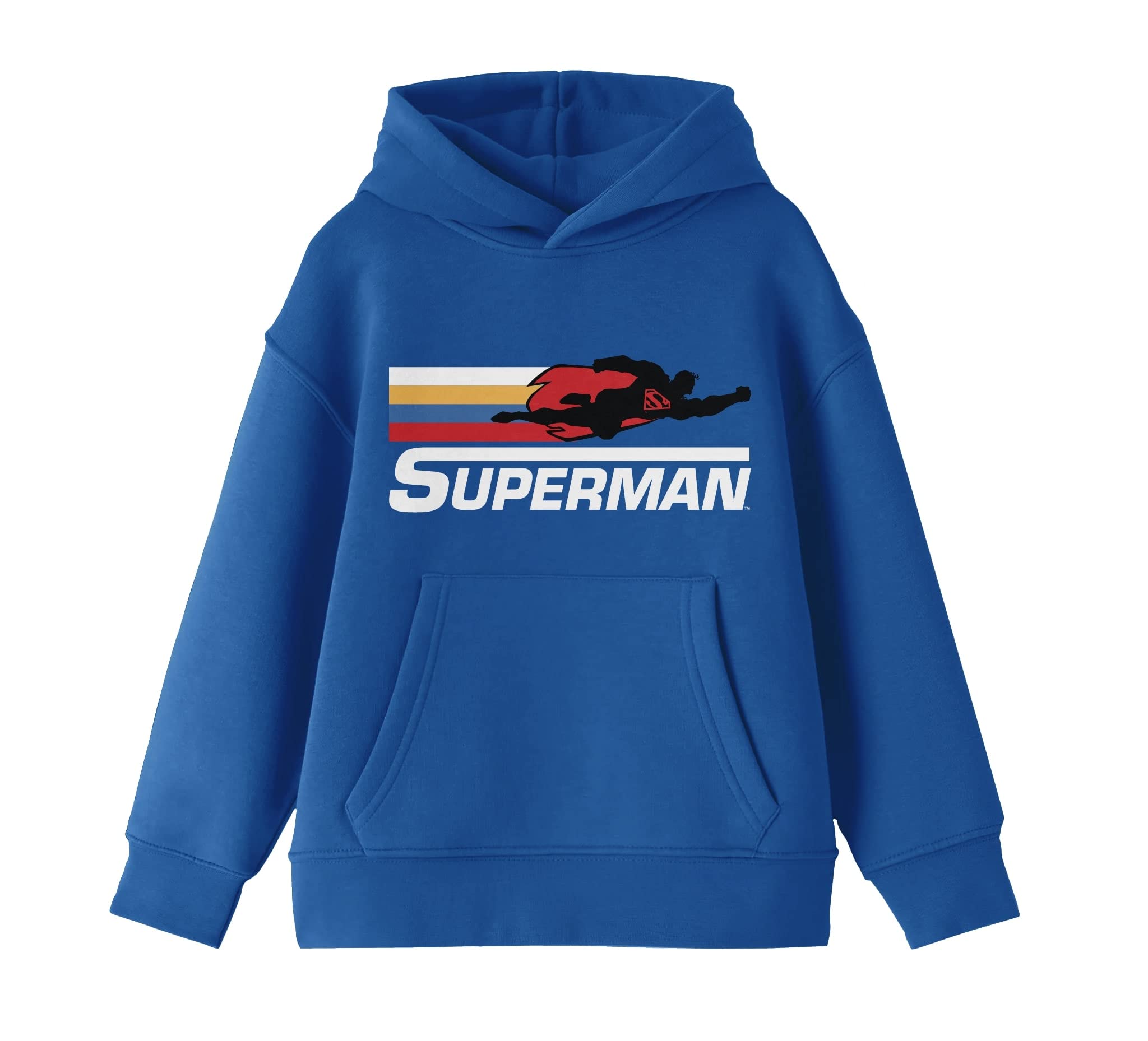 Superman Silhouette Youth Boys Royal Blue Hoodie - Cool Superhero Graphic Pullover for Kids & Teens - Perfect for Casual Wear, School, and Superhero Costumes