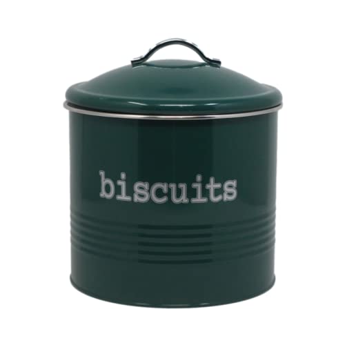 Vision4ever 1x Green Biscuit Tin Container with Lid - Airtight Food Storage Jar for Kitchen, Pantry & Office Organization | Perfect for Cookies, Tea, Coffee & Dry Goods Storage