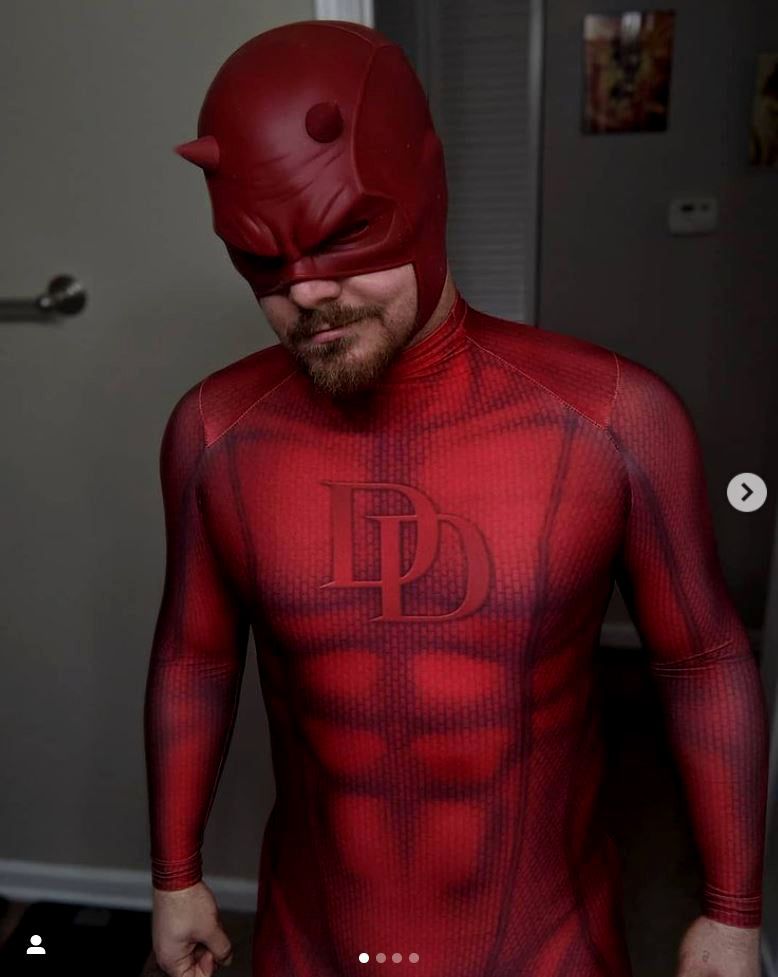 DAREDEVIL BODYSUIT - Premium Superhero Costume for Cosplay & Halloween | Stretchable Spandex Full-Body Suit with Mask | Perfect for Comic Con, Themed Parties & Action Performances