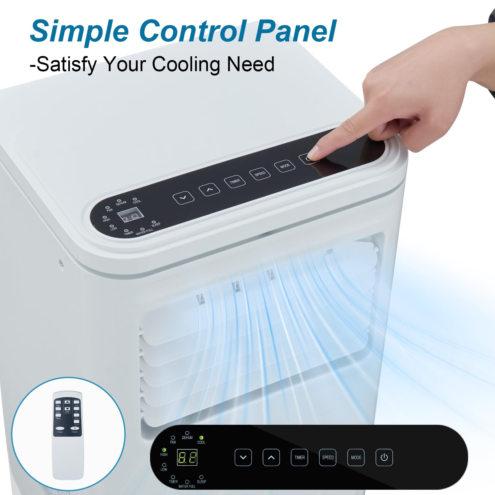 GARVEE 10000 BTU Portable Air Conditioner - 3-in-1 Cooling, Dehumidifier & Fan with LCD Display & Remote Control - Cools Up to 450 sq.ft Fast - Perfect for Bedroom, Office, Living Room & Small Spaces