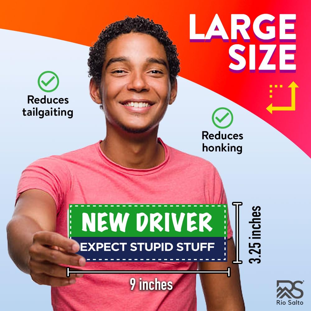Rio Salto Removable Funny Student Driver Sticker for Cars - New Driver Gift, Teen Boy & Girl Bumper Decals - Paint-Safe Vinyl Window Stickers | Perfect for Graduation Gifts, New Car Owners & Learner Drivers