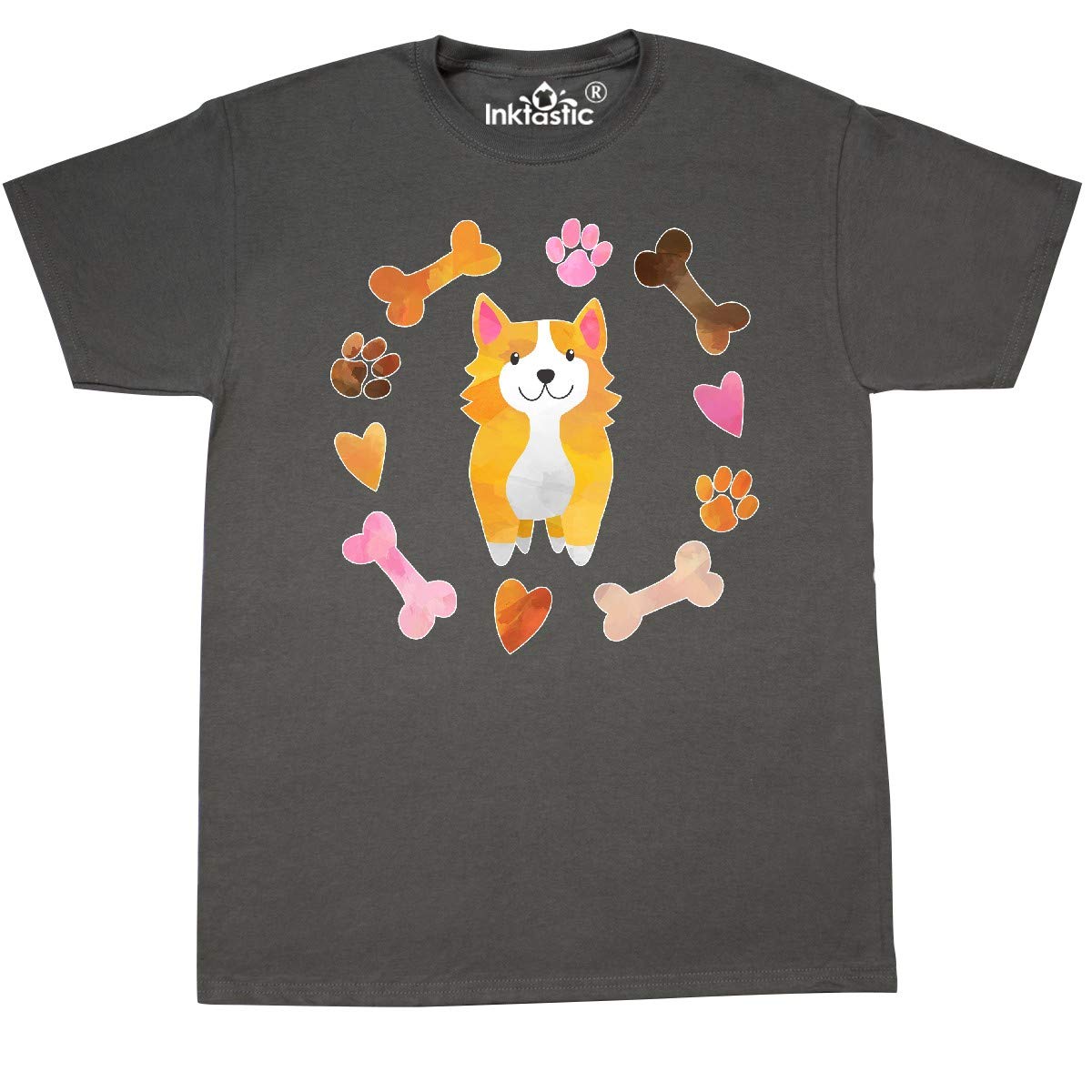 Inktastic Cute Corgi Puppy Valentine T-Shirt with Hearts and Bones Print - Perfect for Valentine's Day Gifts, Dog Lovers & Casual Wear