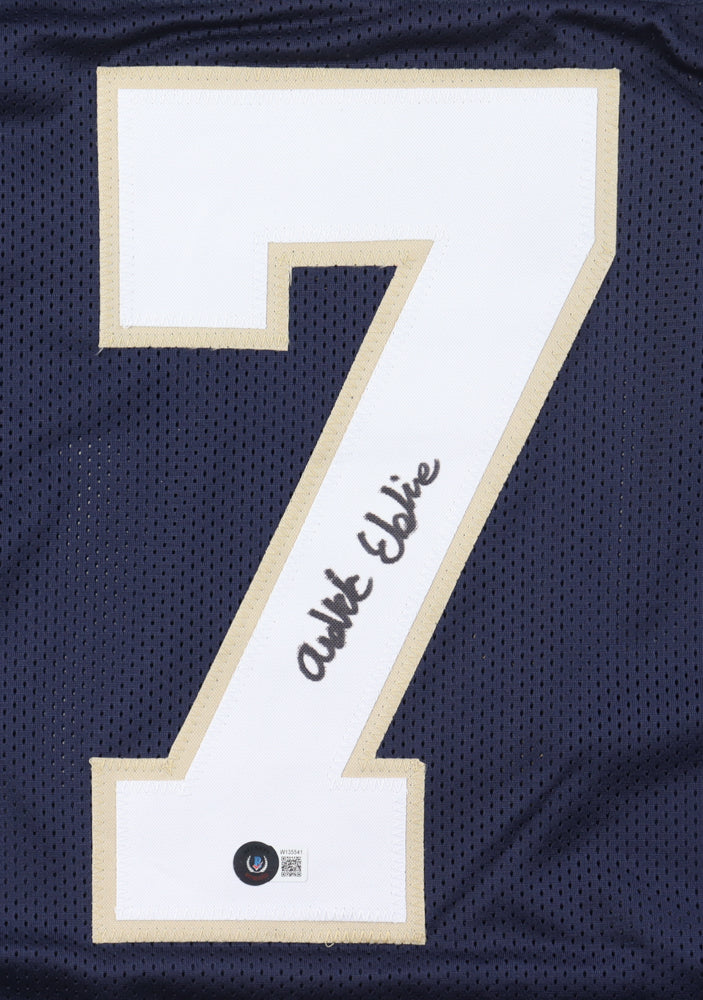 Authentic Audric Estime Autographed Notre Dame Fighting Irish Blue Jersey - Perfect for Collectors, Fans, and Game Day Memorabilia