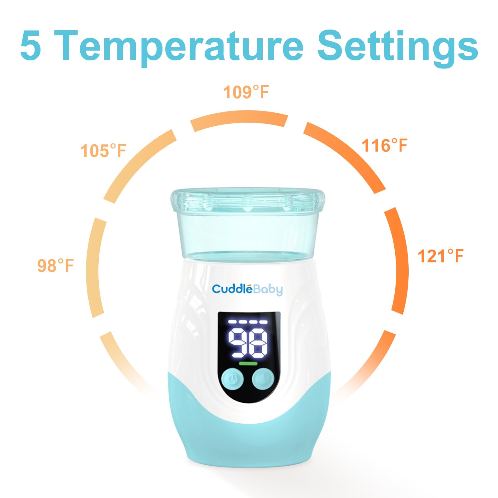 Portable Cordless Baby Bottle Warmer - Rechargeable Travel Bottle Heater with 8 Adapters & Milk Powder Container | Fast Heating for Breastmilk & Formula | Perfect for On-the-Go Parents, Road Trips & Air Travel (Blue)