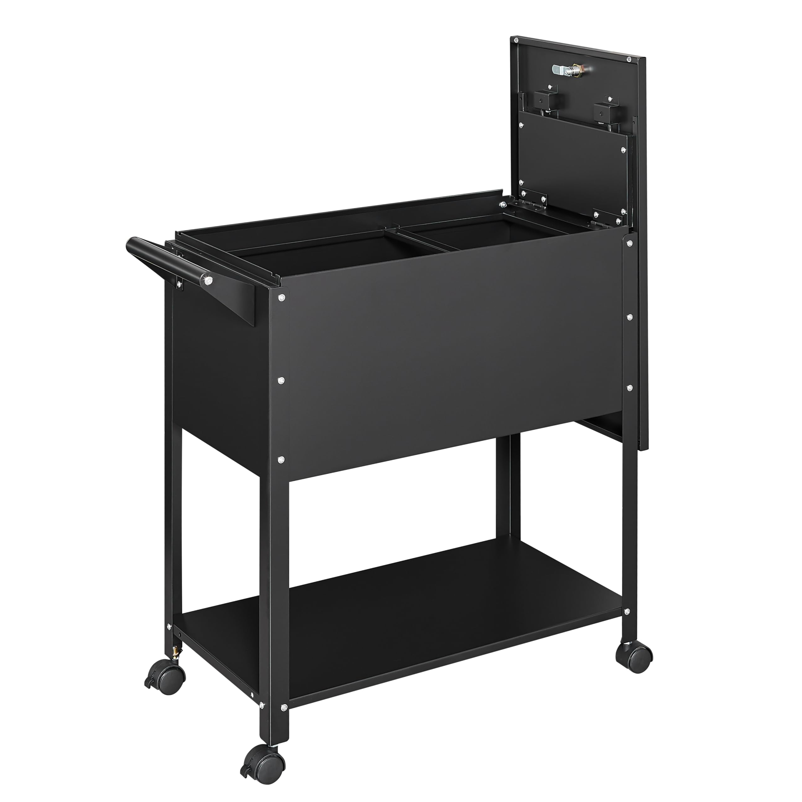 Yizosh Mobile File Storage Cart with Wheels - Lockable Metal Rolling File Cabinet Organizer for Legal & A4 Documents - Perfect for Office, Home, or School Use (Black)