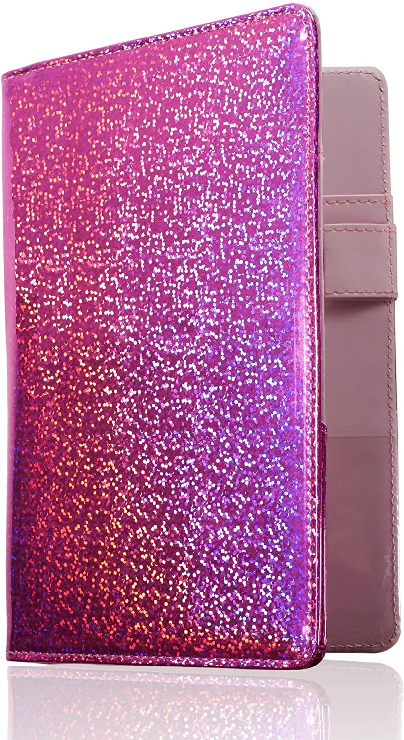 Mymazn Holographic Glitter Waiter Book - Restaurant Guest Check Organizer for Waitstaff (Glitter Purple) - Perfect for Servers, Bartenders & Hospitality Professionals