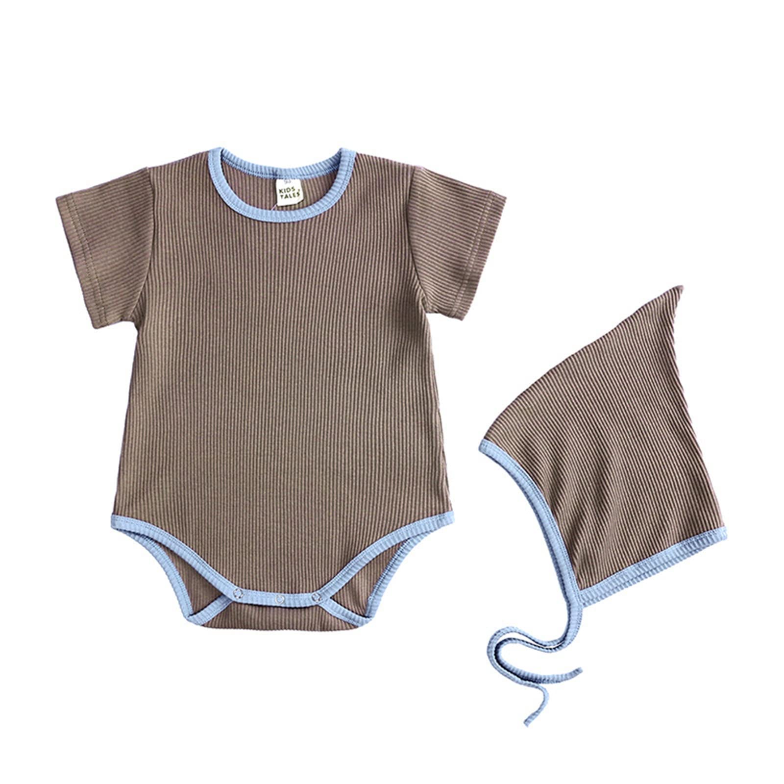 Smoxxes Baby Newborn Cotton Romper - Short Sleeve Bodysuit with Cap for Infant Boys & Girls | Perfect for Summer Outfits, Playtime & Photo Shoots