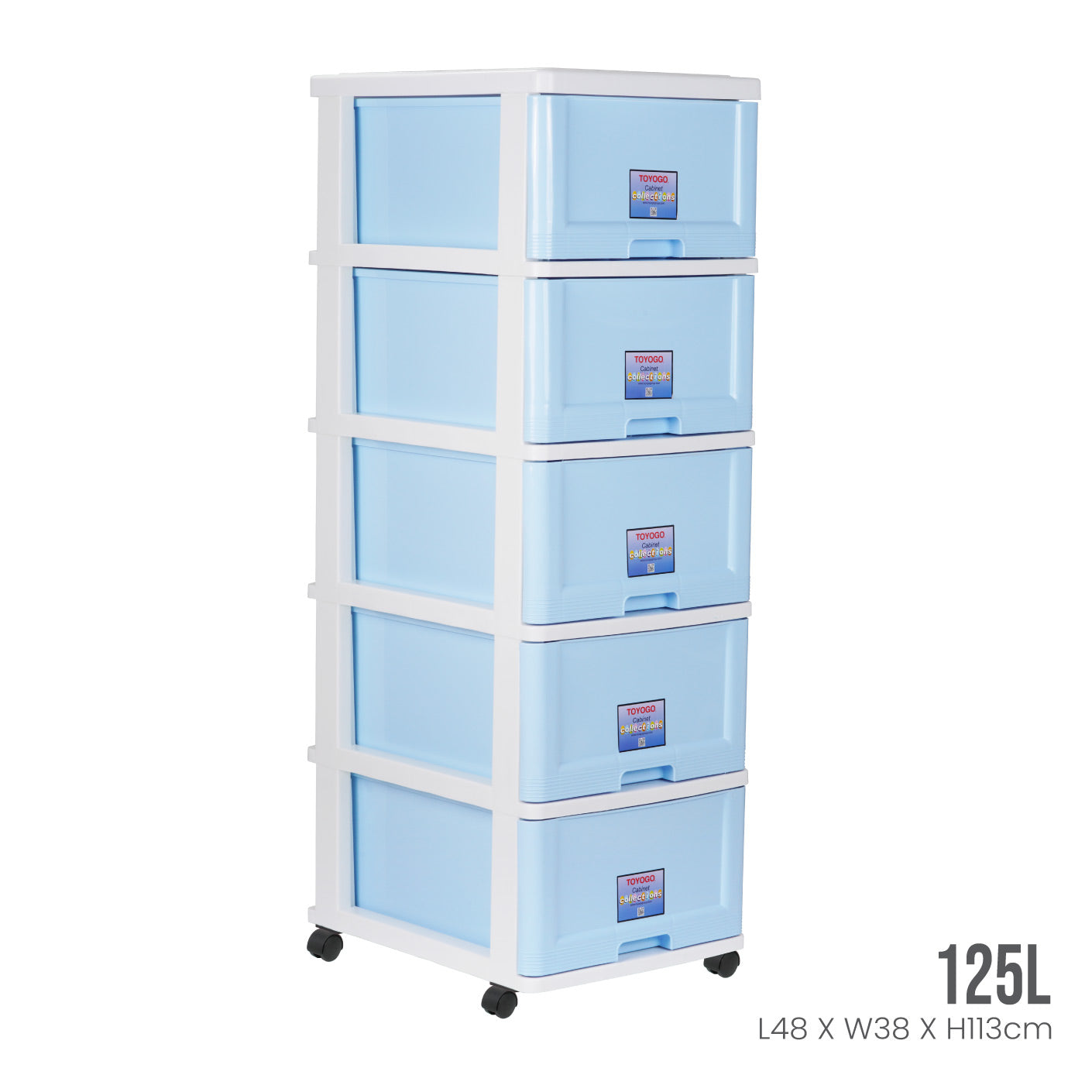 WHITE FRAME BABY BLUE DRAWER (903-5WF-BBB)
