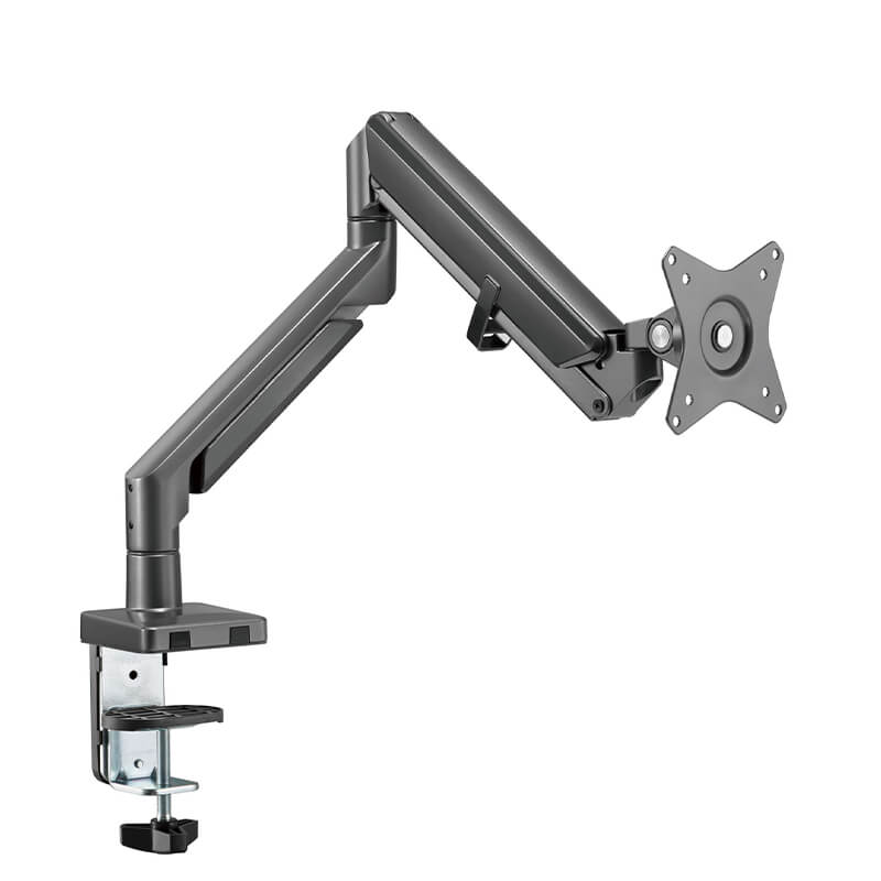 Brateck Lumi LDT37-C012 Premium Gas Spring Monitor Mount for 17-32 Inch Screens - Polished Aluminum Adjustable Desk Stand for Home & Office Workspace