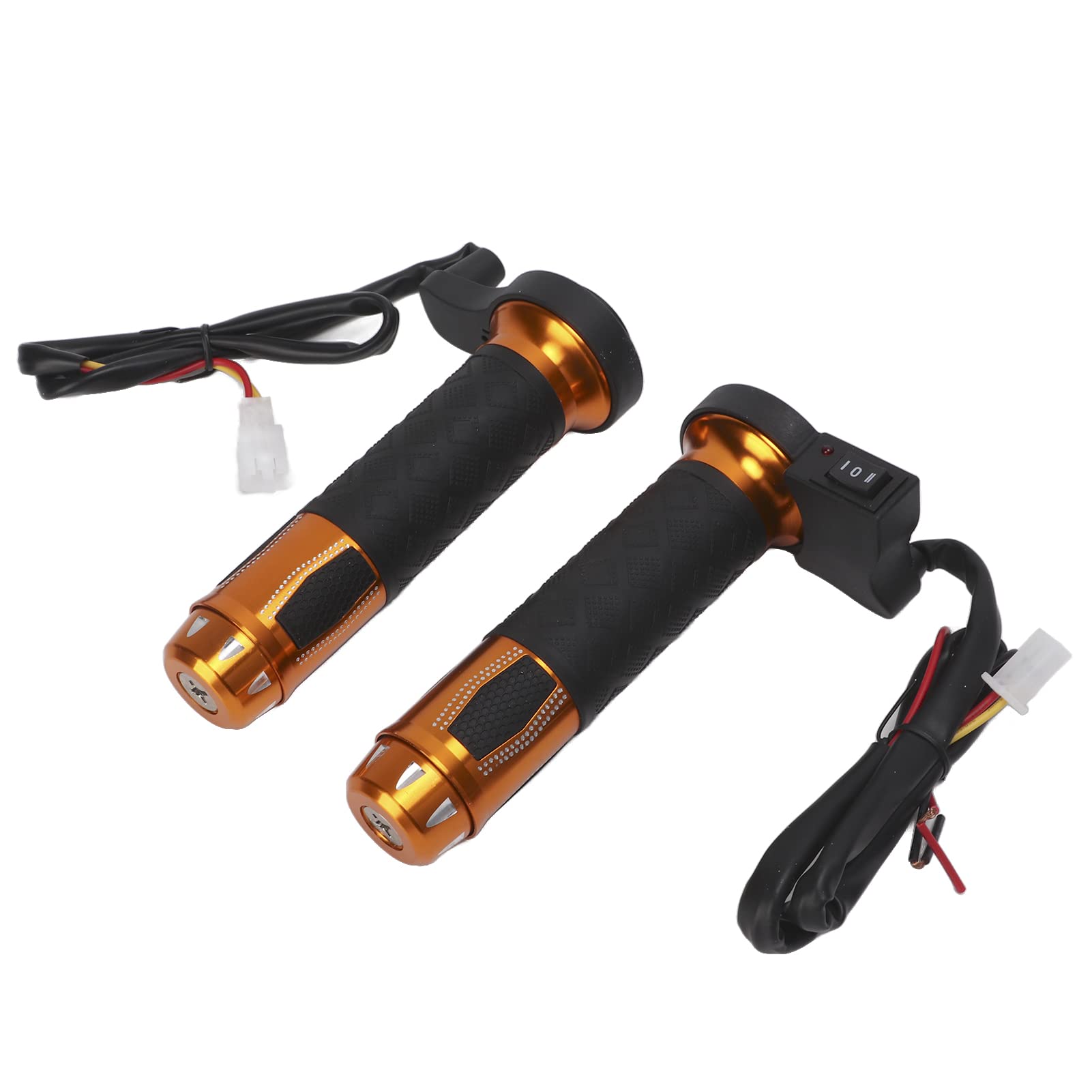 Electric Heated Grips for Motorcycles & ATVs - 22mm/0.87in, 5-Level Adjustable, Non-Slip Warm Hand Grips, 12V-14V, Energy Saving (Gold) - Perfect for Winter Riding & Cold Weather Commuting