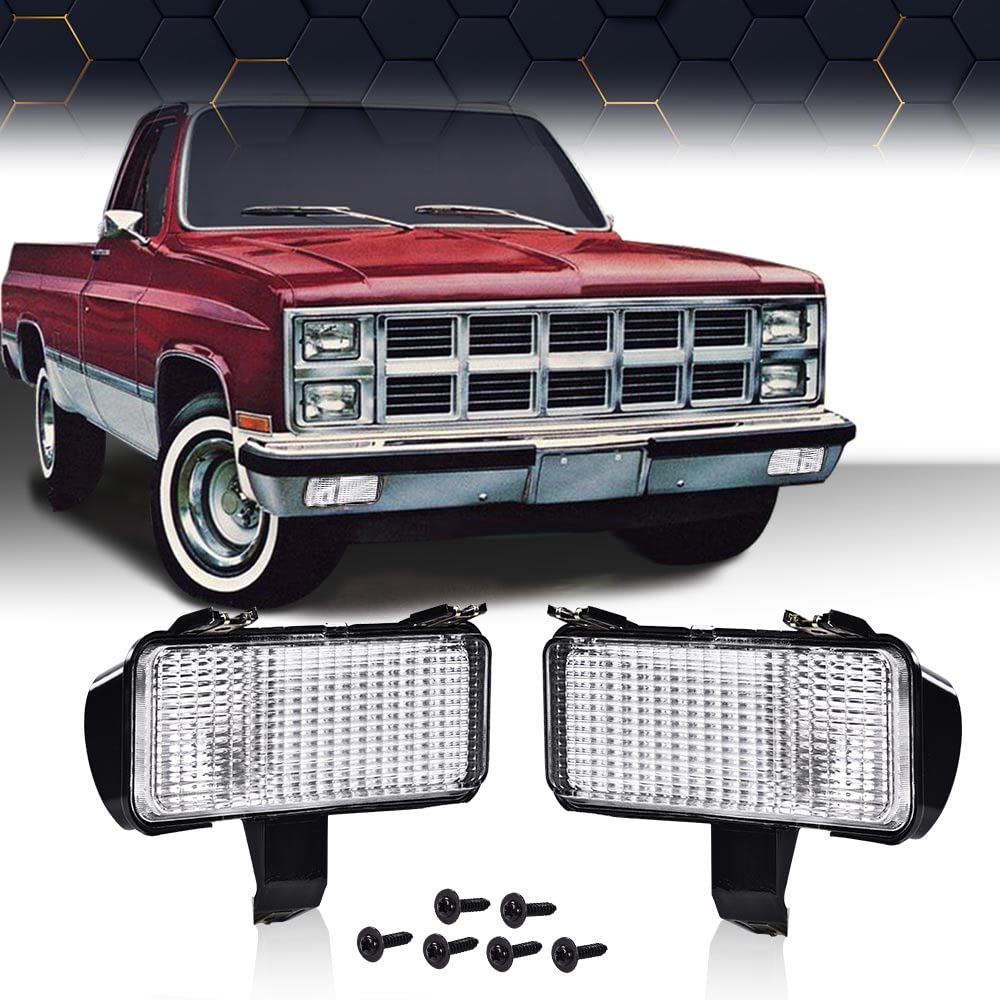 PIT66 Front Turn Signal & Park Lamps Lights - Compatible with Chevy PU/Suburban/Blazer 1981-1982 - Set of 2 New White Bulbs - Perfect for Classic Truck Restoration & Nighttime Safety Driving