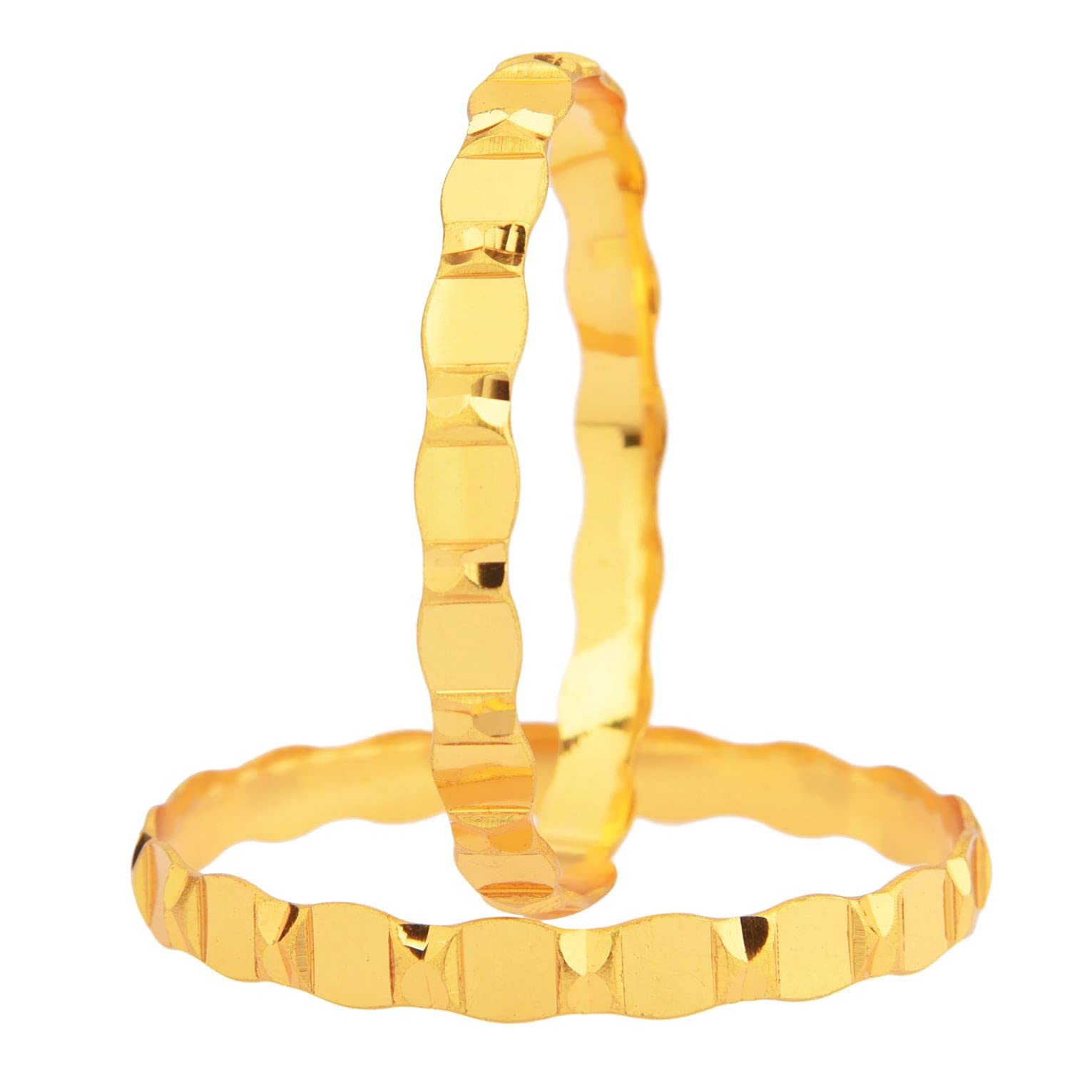 Efulgenz Indian Gold Tone Plain Glossy Engraved Bangles Set for Women - Elegant Bracelet Jewelry for Parties, Weddings & Festive Occasions
