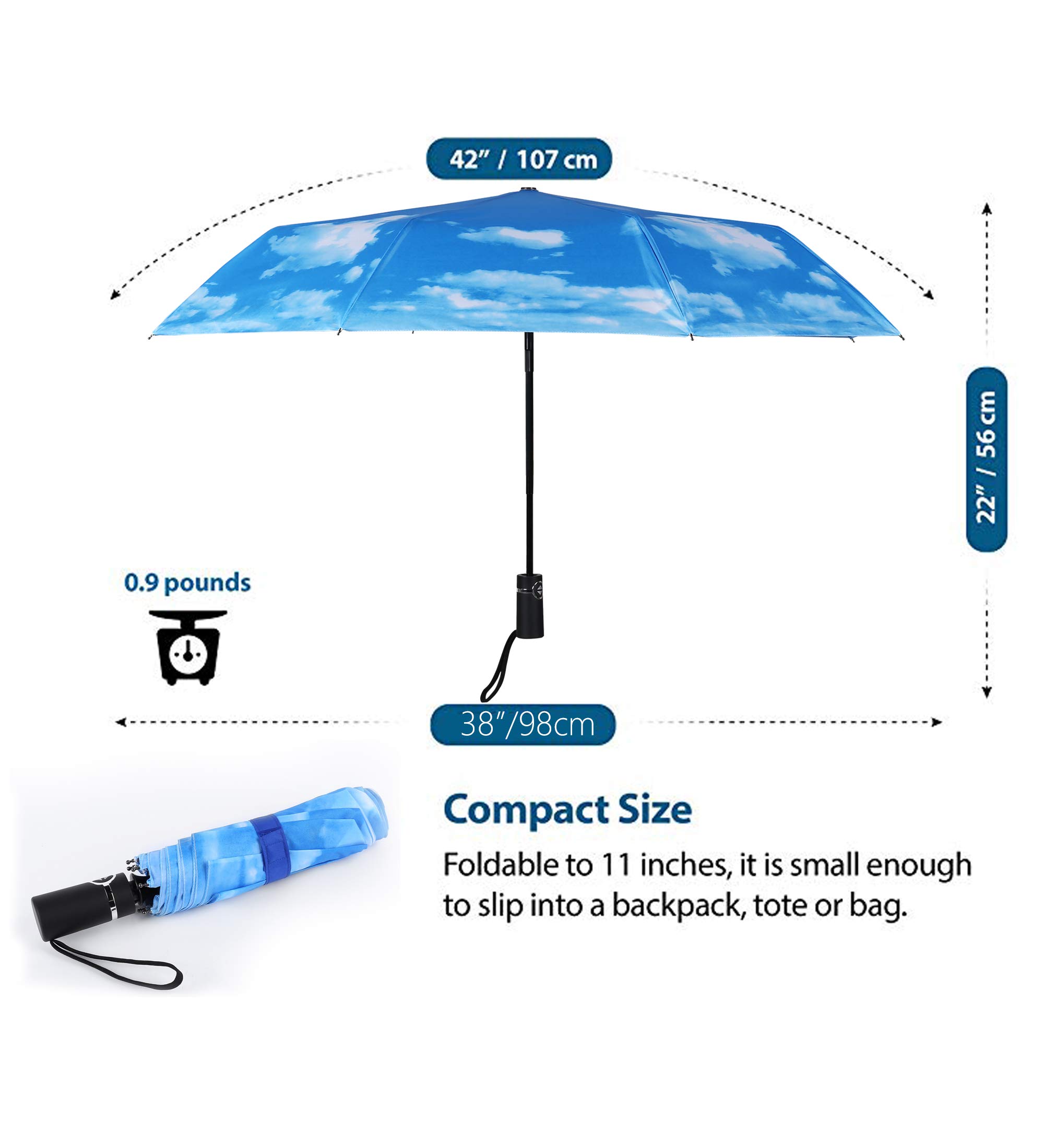 SY COMPACT Travel Umbrella - Automatic Open & Close, Windproof & Lightweight for Men & Women - Perfect for Commuting, Travel & Outdoor Activities