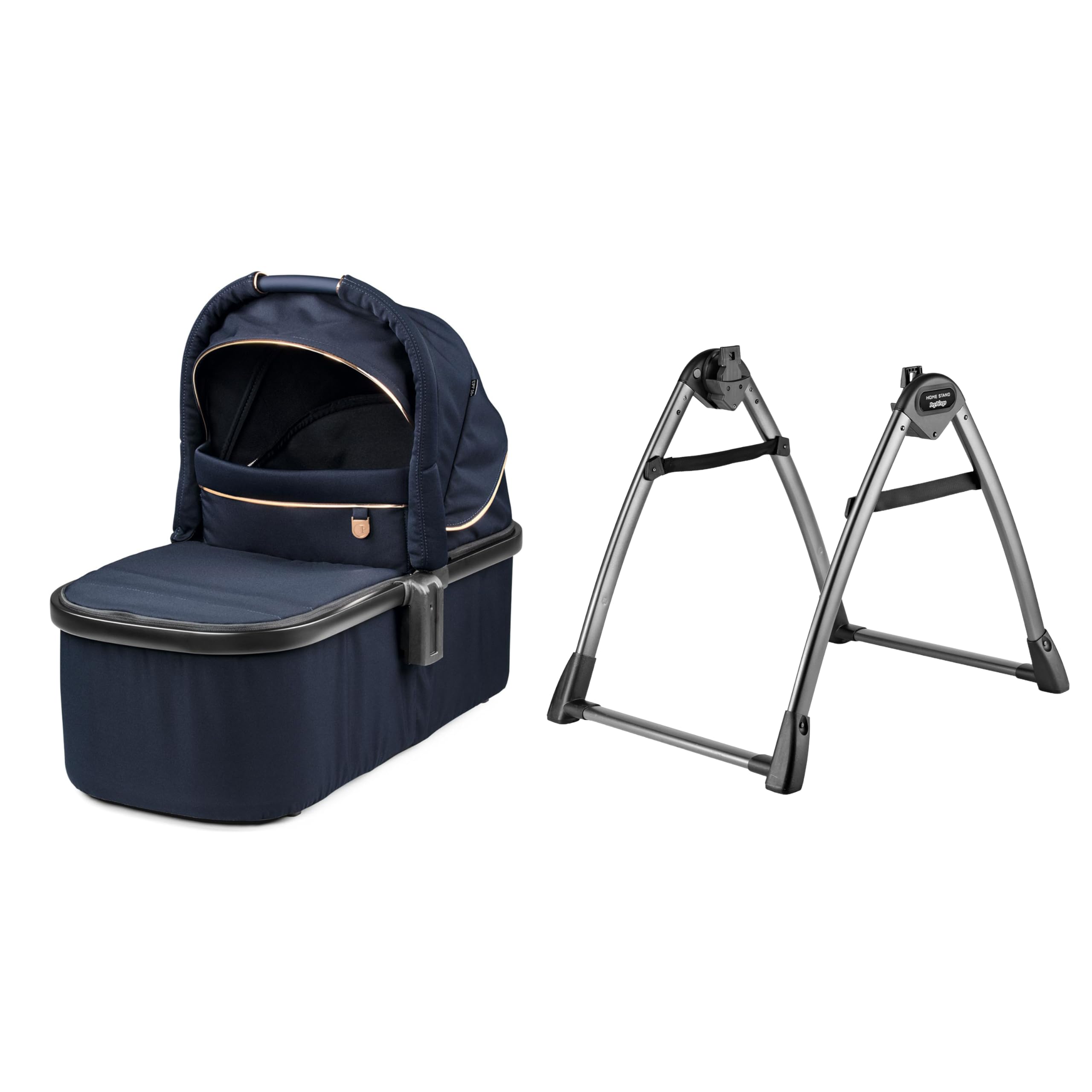Peg Perego Bassinet with Home Stand for Ypsi Veloce Vivace - Blue Shine (Blue & Copper) | Premium Baby Crib for Nursery, Bedroom & Travel | Safe & Comfortable Infant Sleeper