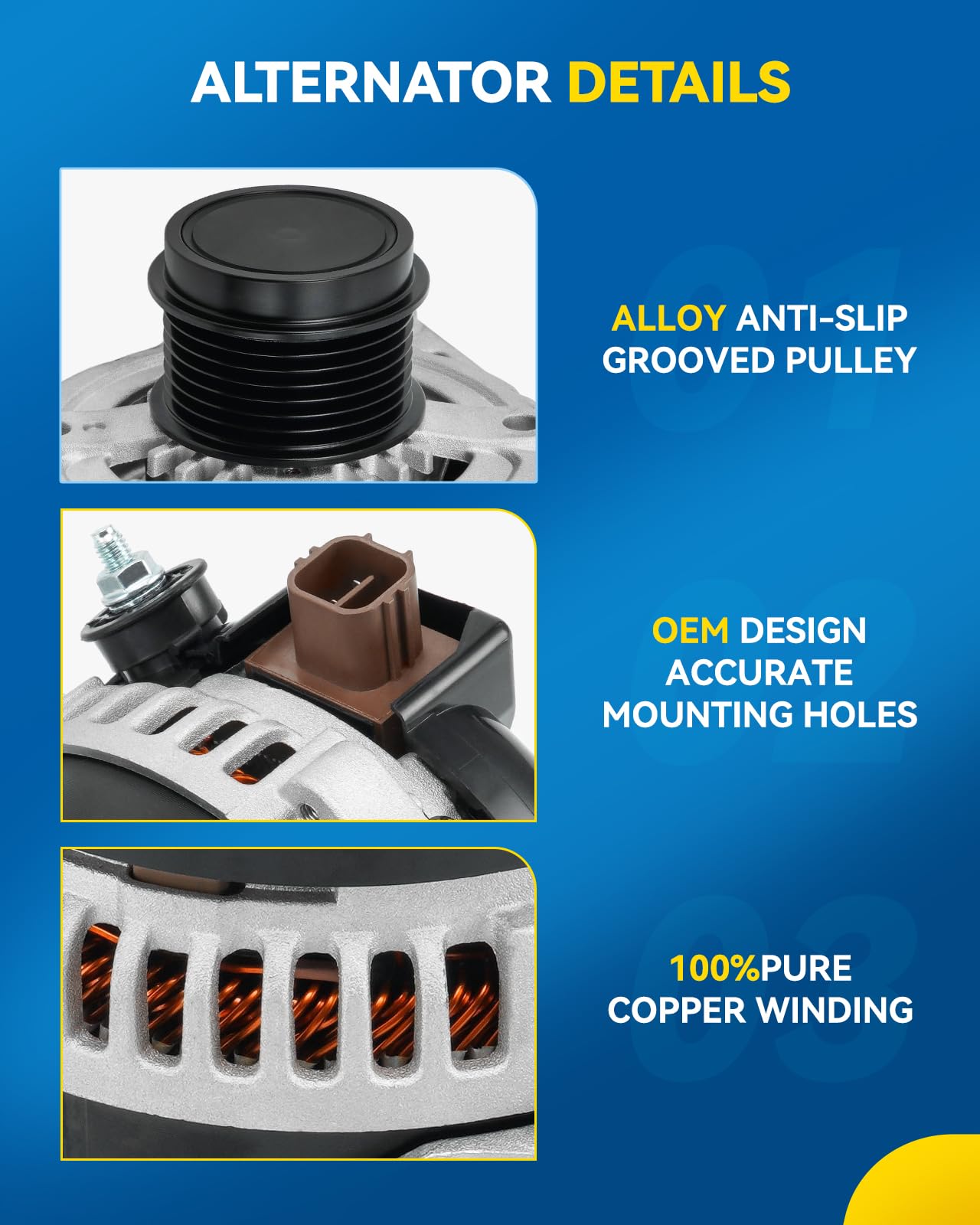 PHILTOP 150A Alternator Replacement for Dodge Charger 2008-2010, 300 2008-2010, Challenger 2008-2010, Magnum 2008, Charger 2012-2013, 300 2012-2013 - Compatible with Part Numbers 11383N, 11383 - High Performance Car Charging System for Smooth Driving & Reliable Power Supply