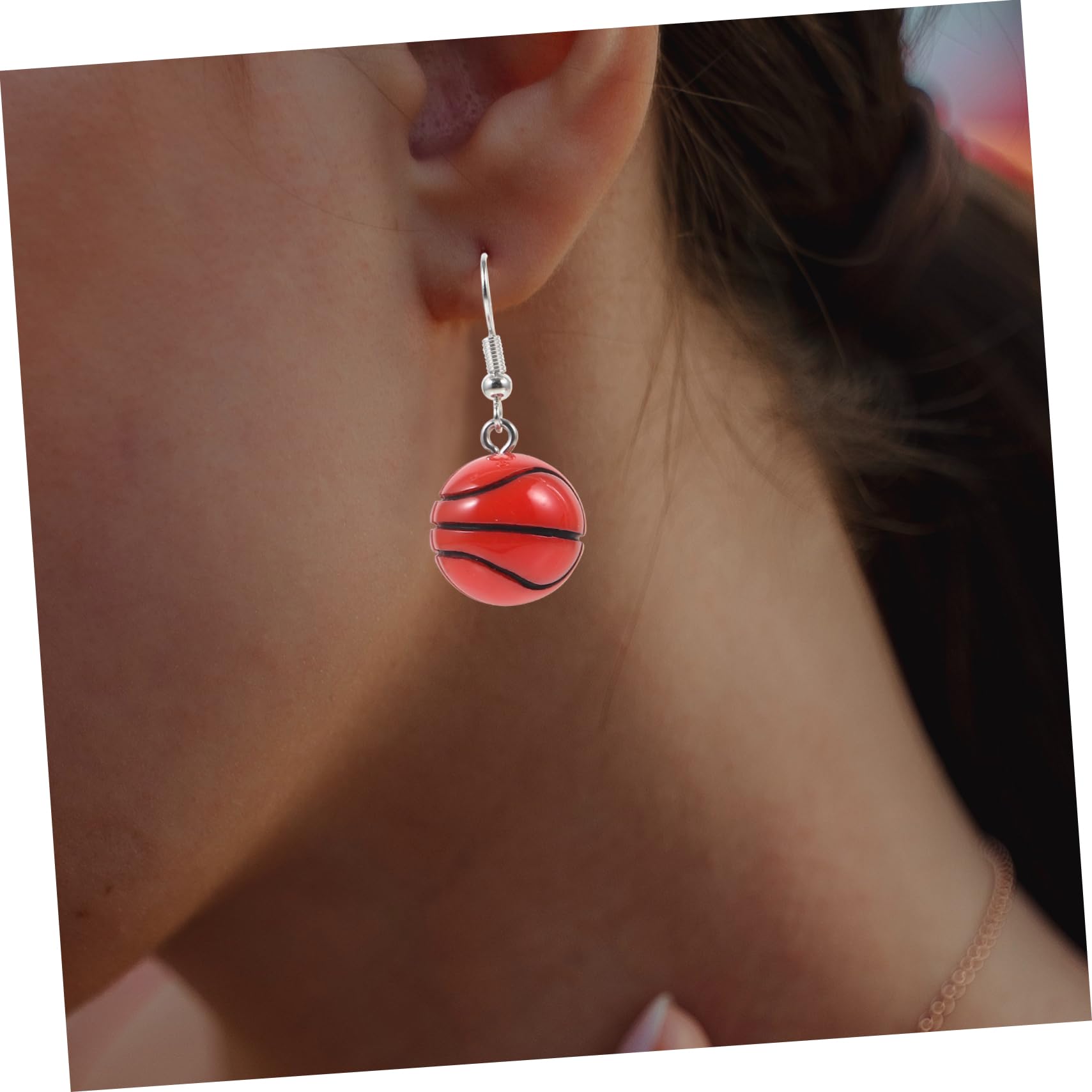 GOOHOCHY 1 Pair Sports Ear Pendant - Basketball Jewelry Earrings for Women & Men - Dangle Ear Drops for Basketball Games, Workouts & Casual Wear - Novelty Sports Ear Decor