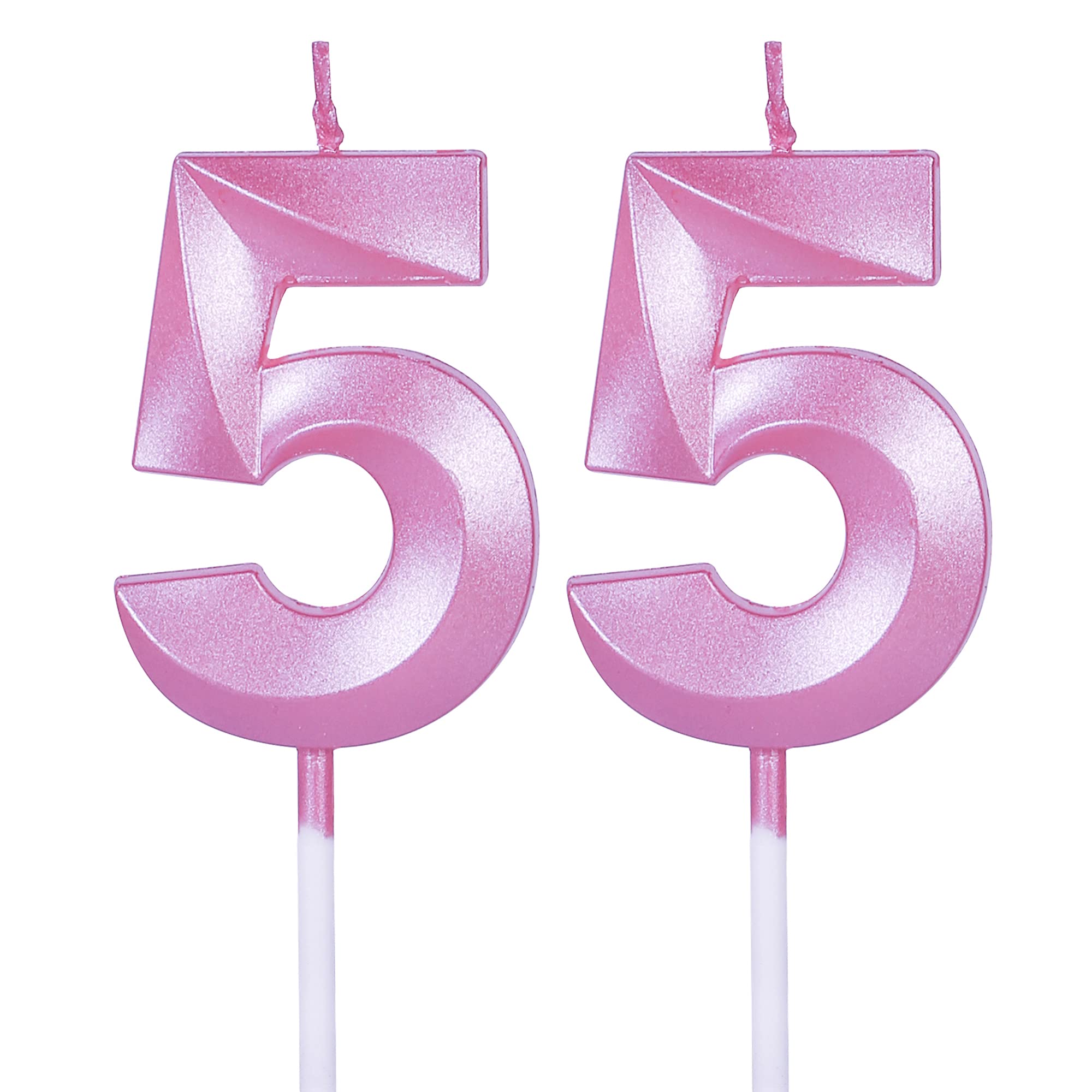 55th Birthday Candles for Cakes - Pink Glitter Number 55 Cake Topper | Anniversary, Wedding & Party Decorations | Perfect for Milestone Celebrations, Retirement Parties & Special Occasions