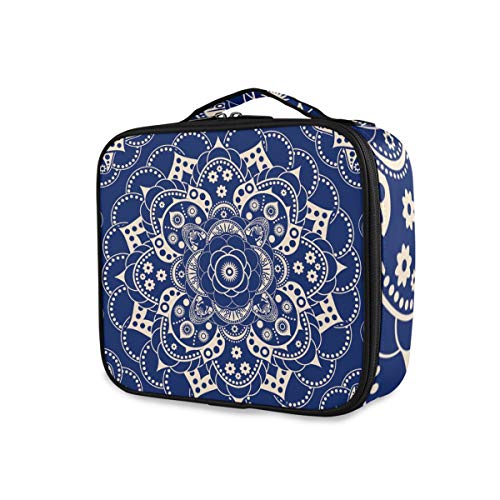 ALAZA Travel Makeup Bag for Women - Waterproof Cosmetic Organizer with Tribal Floral Mandala Design, Portable Toiletry Case for Travel, Gym, Vacation & Daily Use