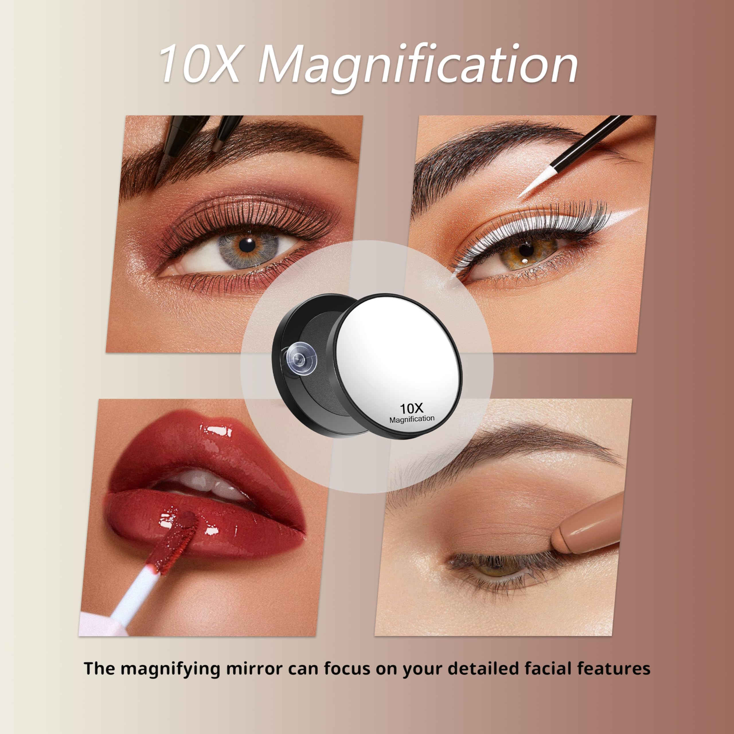 Hollywood Vanity Mirror with Lights - 9 Dimmable LED Bulbs, 3 Color Modes, 10X Magnification & 360° Rotation - Perfect for Makeup, Skincare & Hair Styling at Home