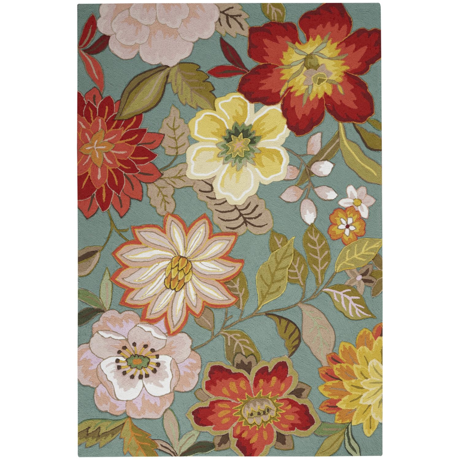 Nourison Fantasy Floral Aqua 5' x 7'6