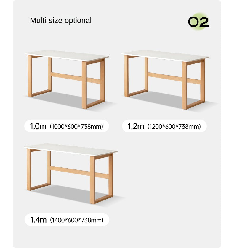 Premium Beech Solid Wood Writing Computer Desk - Modern Home Office Desk for Work & Study - Perfect for Small Spaces, Apartments & Dorm Rooms