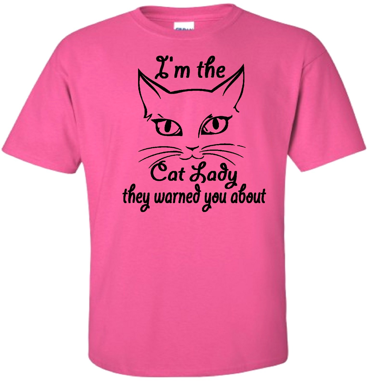 CAT Lady Pink TEE Shirt - Women's Graphic Cotton T-Shirt - Cute Cat Lover Apparel for Casual Wear & Cat-Themed Events