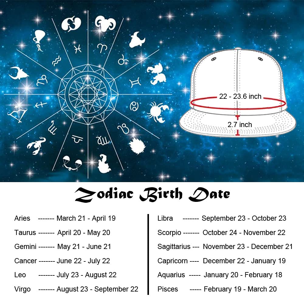 Men's & Women's Zodiac Constellation Baseball Cap - 12 Snapback Hats for Aries, Taurus, Gemini & More | Perfect for Casual Wear, Sports & Fashion Accessories