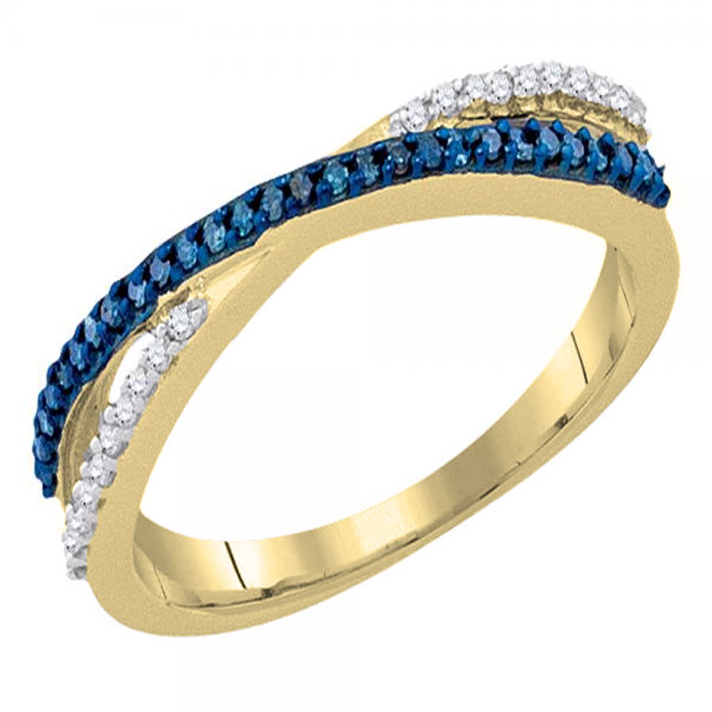 0.20 Cttw 10K Solid Gold Round White & Blue Diamond Women's Infinity Swirl Wedding Band Ring - Perfect for Anniversary Gifts, Engagement & Romantic Occasions