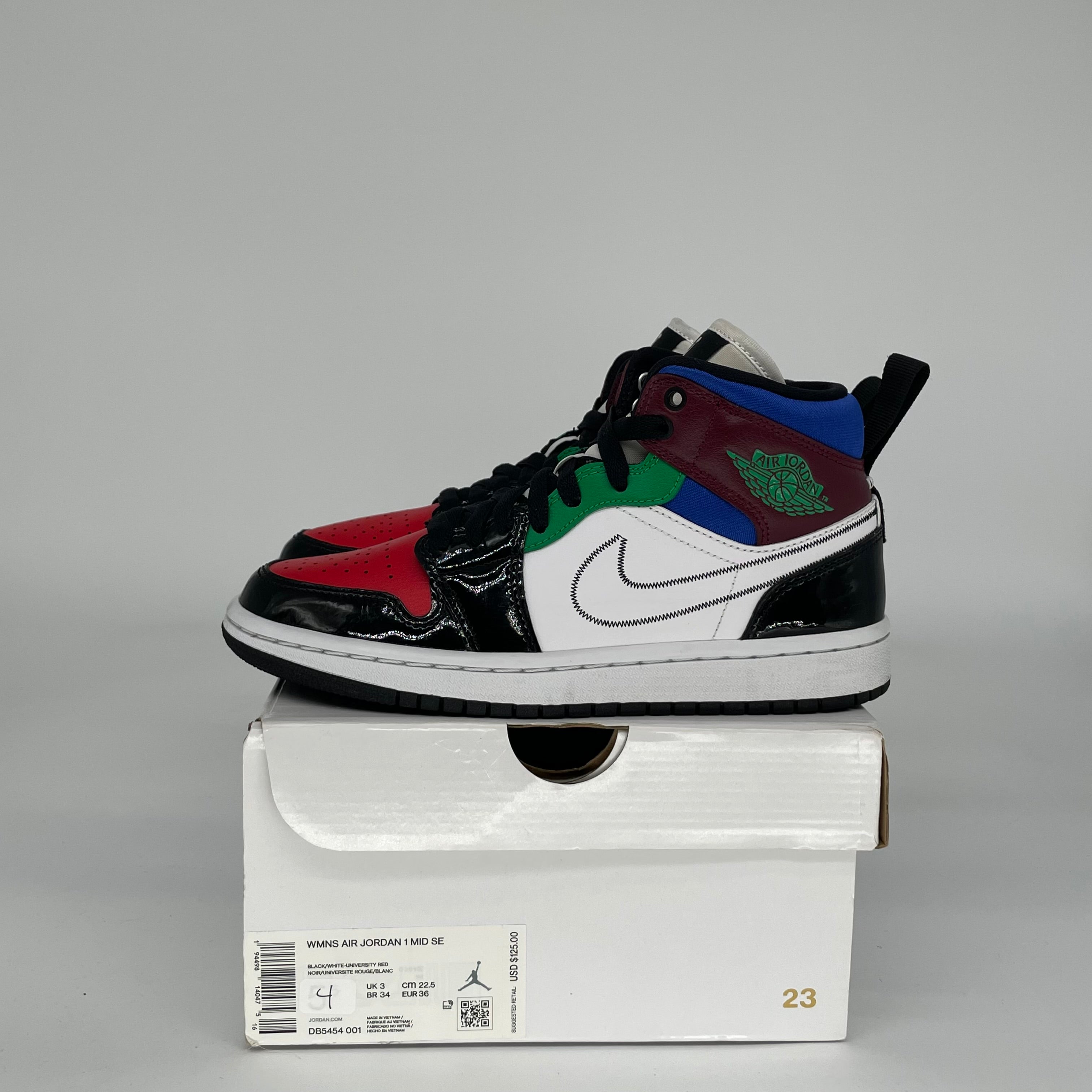 AIR JORDAN 1 MID Sneakers for Women - Black/White/Multi-Color (Size 4/5.5W) - Style DB5454-001 | Basketball Shoes & Casual Streetwear Fashion