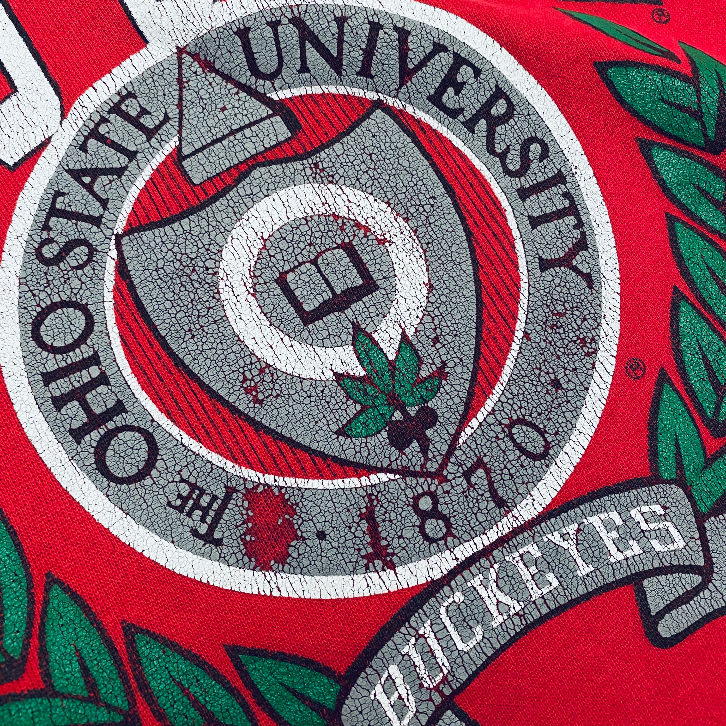 Vintage 1980s Ohio State Buckeyes Graphic Spellout Sweatshirt (Small) - Perfect for Game Day, College Spirit & Retro Fashion