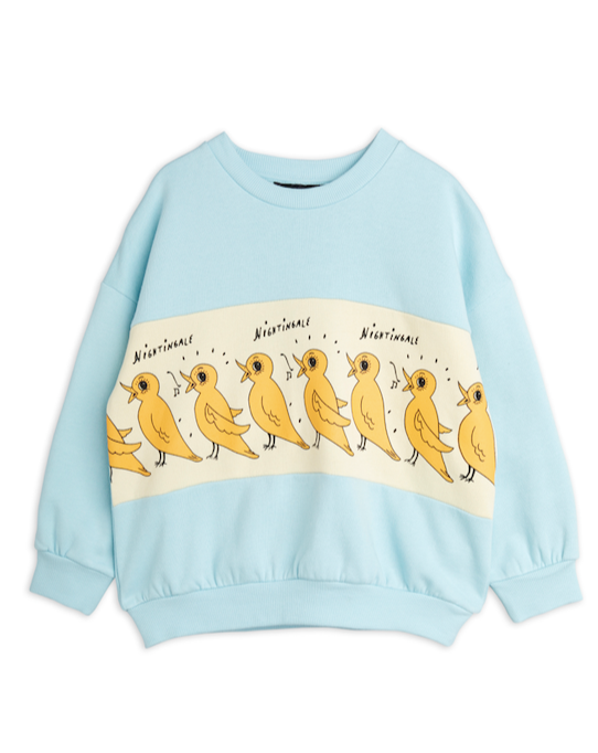 Mini Rodini Nightingale Sweatshirt - Soft Turquoise Pullover for Kids | Cozy Casual Wear for Playdates & Family Outings